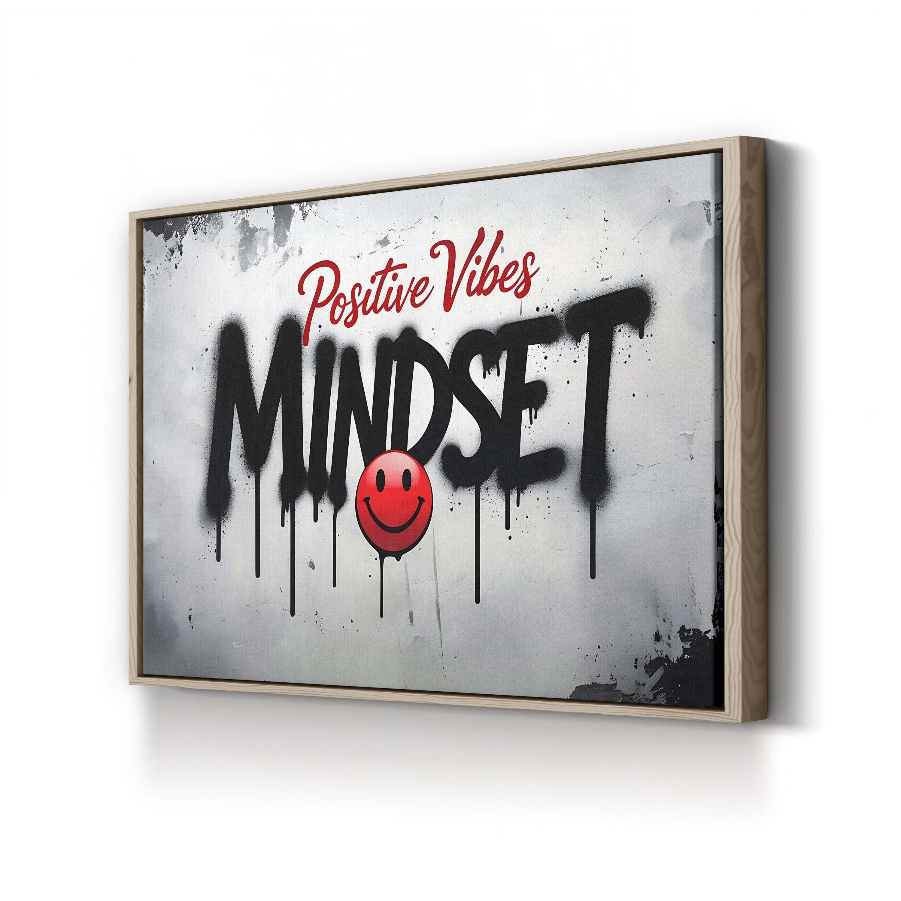 Positive Vibes Mindset Graffiti Wall Art | Contemporary Motivational Street Typography Canvas Print