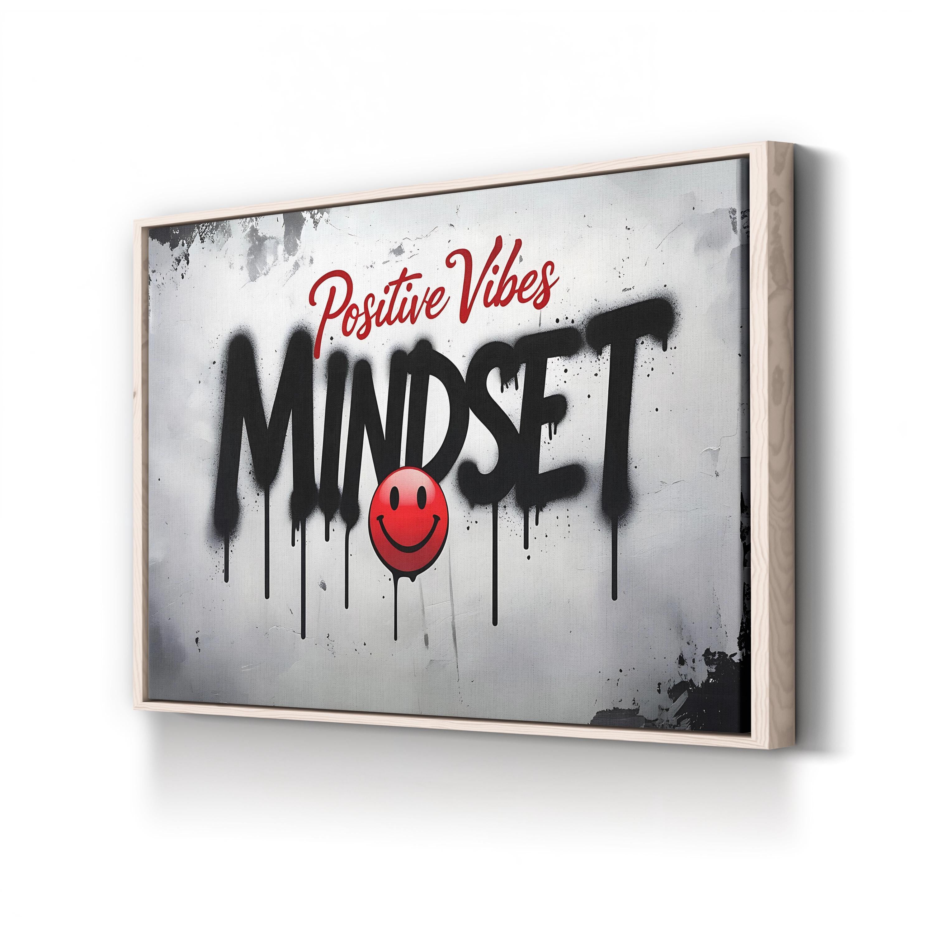 Positive Vibes Mindset Graffiti Wall Art | Contemporary Motivational Street Typography Canvas Print