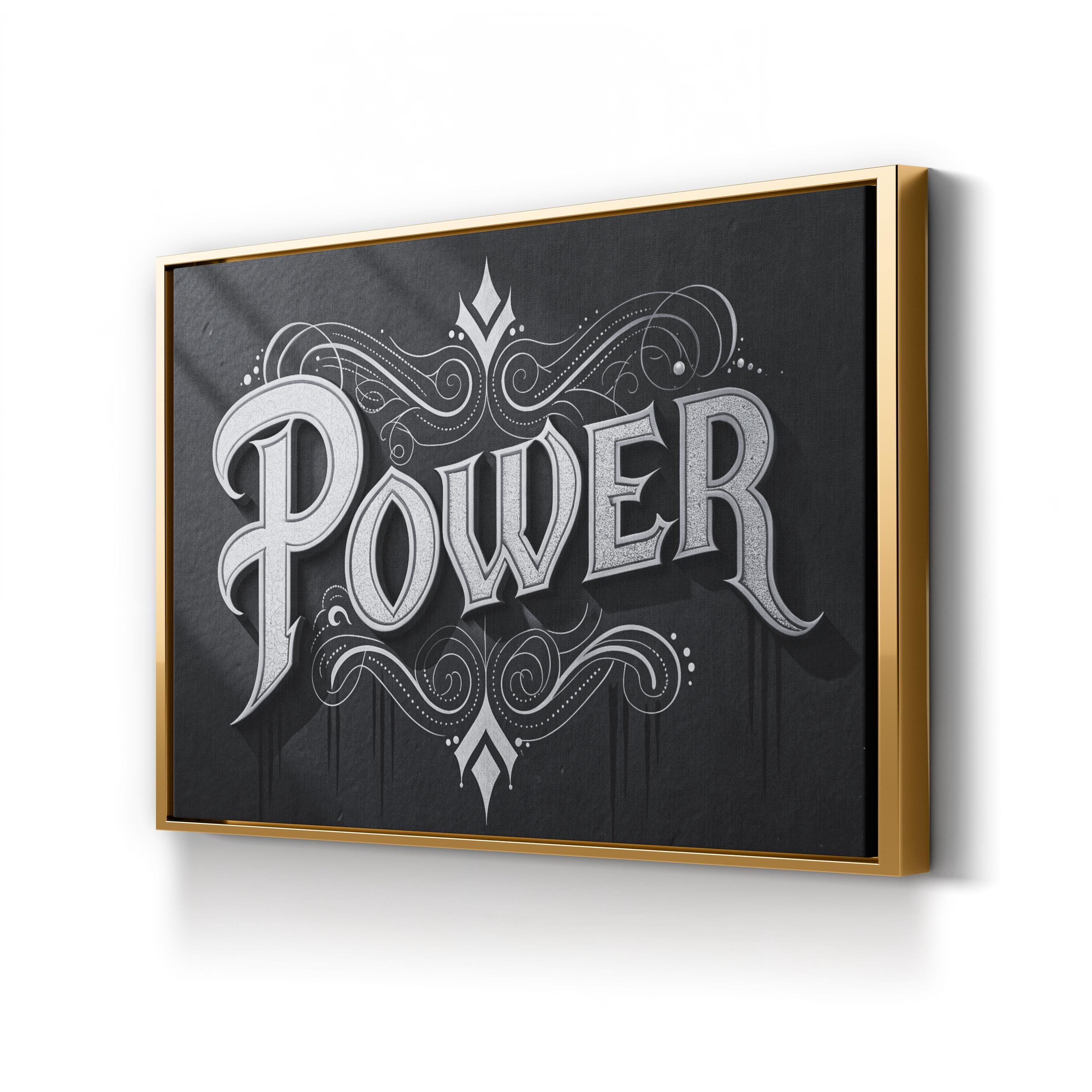 Power Wall Art | Black and White Motivational Typography Canvas