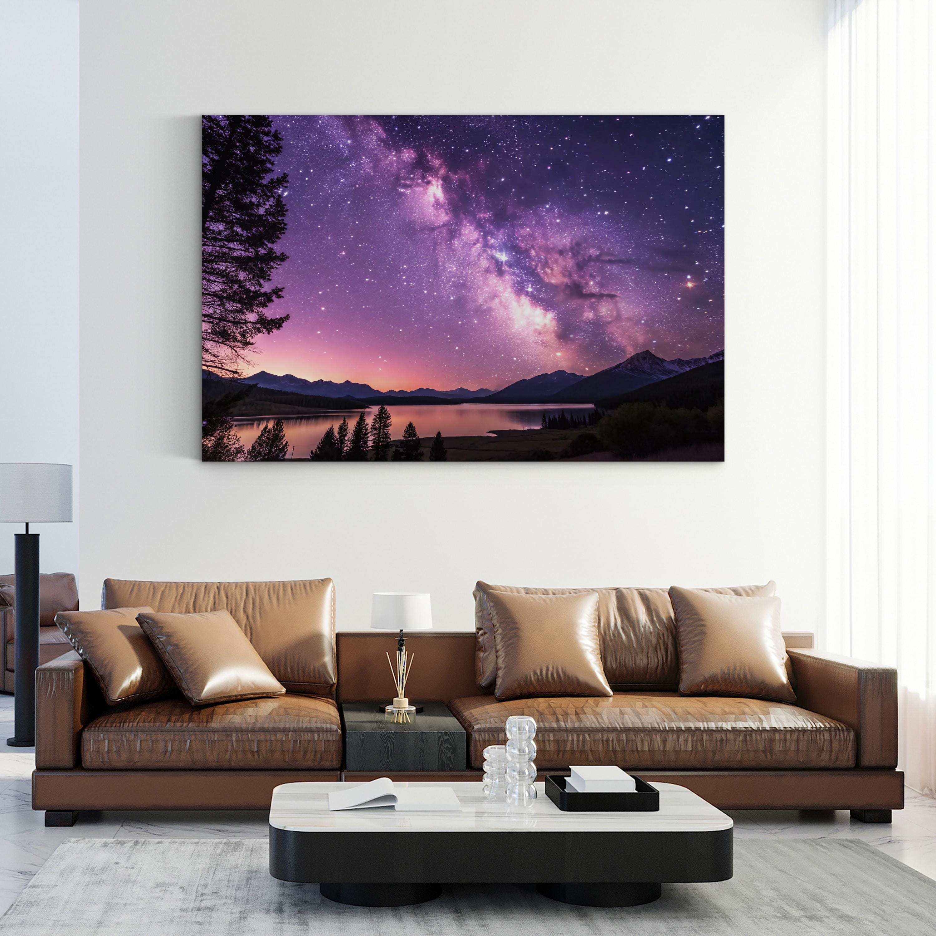Purple Milky Way Galaxy – Vintage Photography Wall Art | Cosmic Space Canvas Print