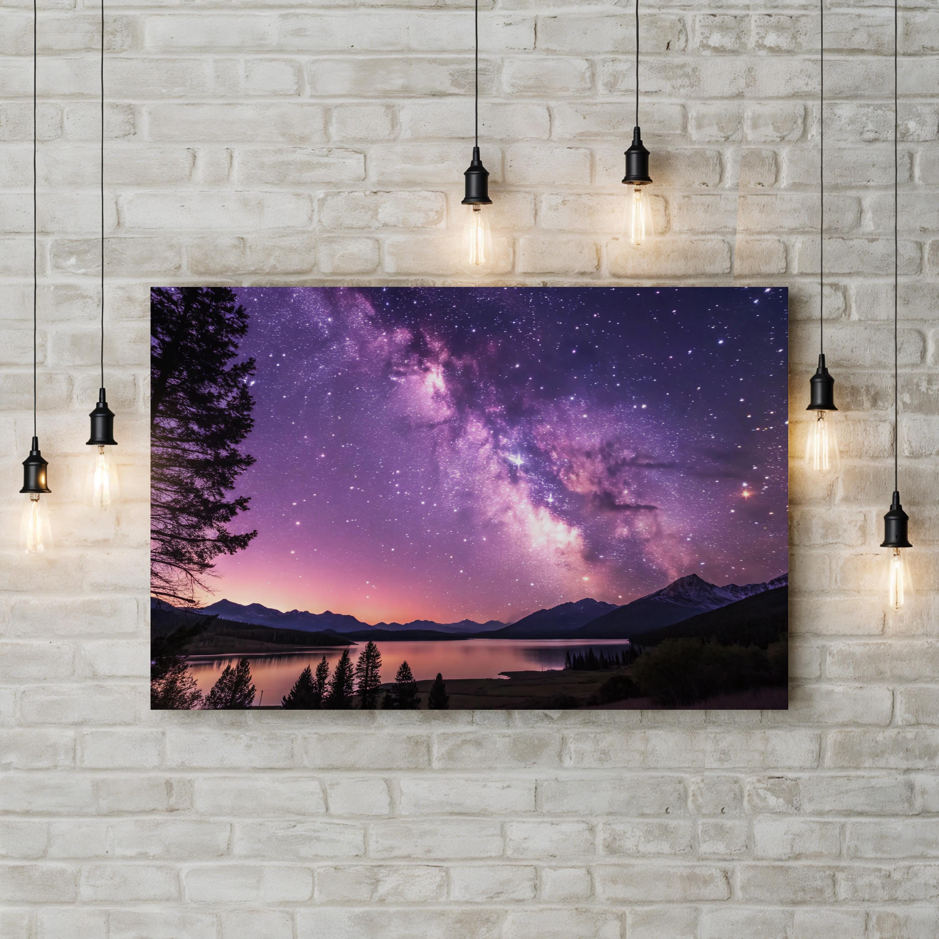 Purple Milky Way Galaxy – Vintage Photography Wall Art | Cosmic Space Canvas Print