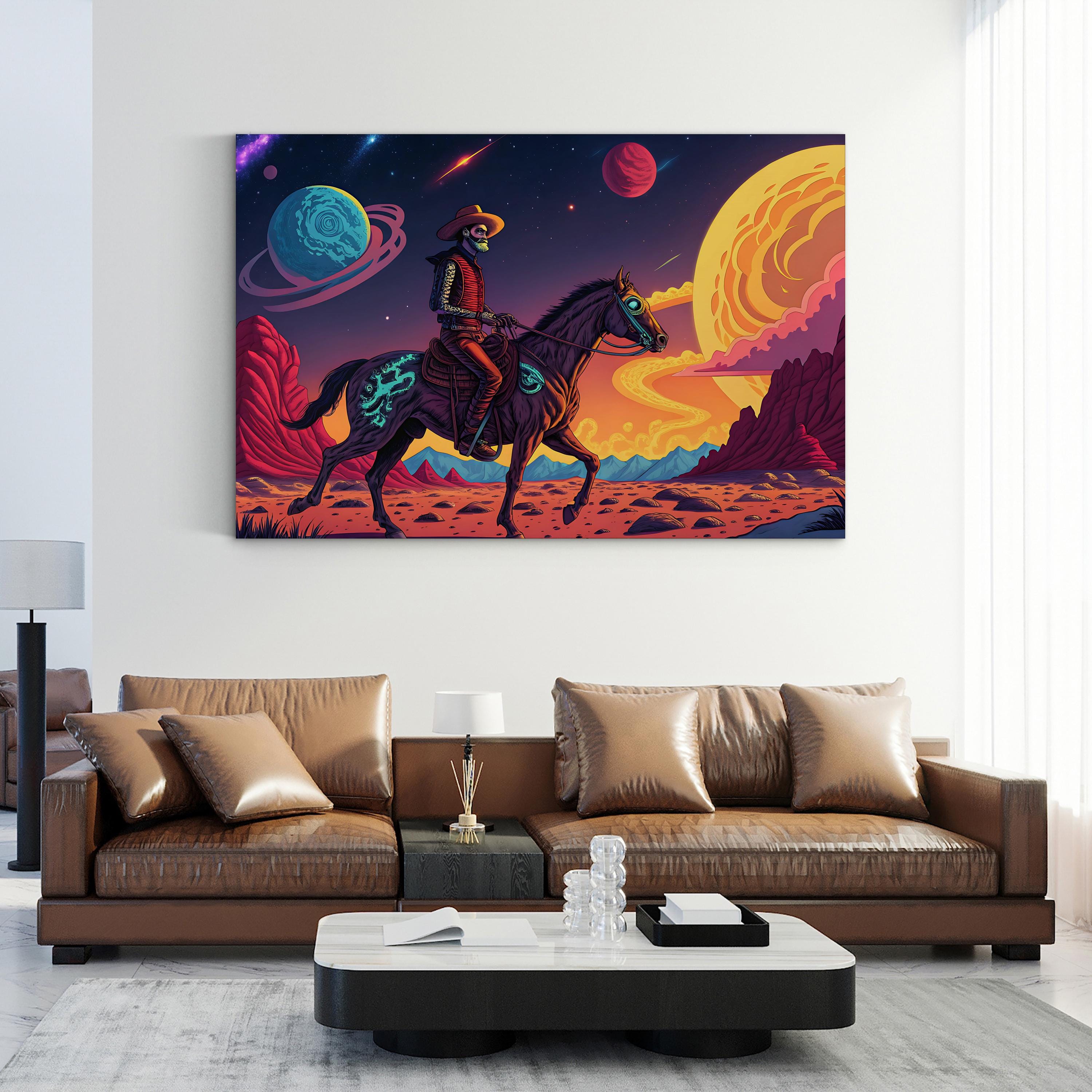 Cowboy Rider Western Surreal – Period Illustration Wall Art | Equestrian Canvas Print
