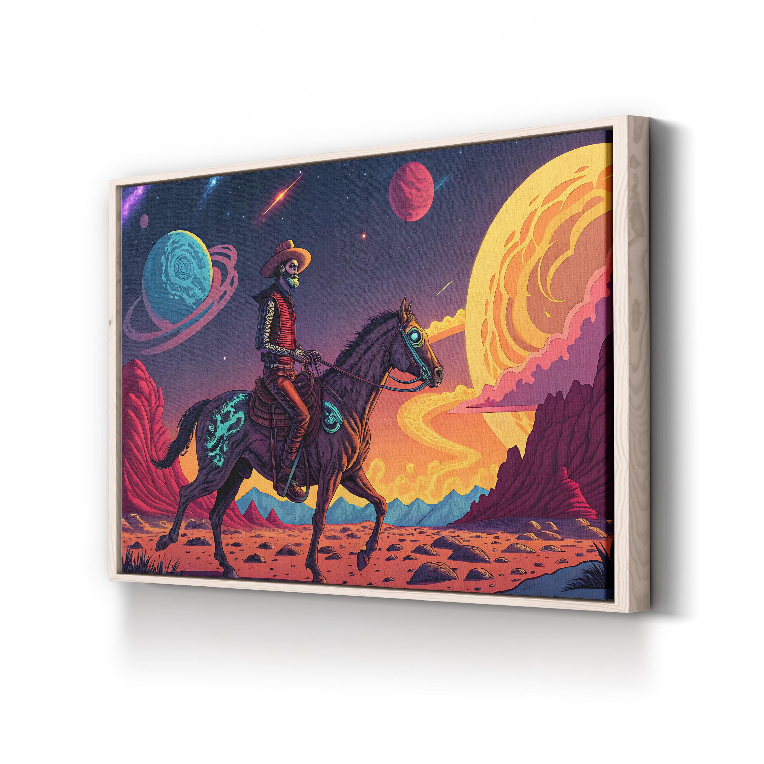 Cowboy Rider Western Surreal – Period Illustration Wall Art | Equestrian Canvas Print