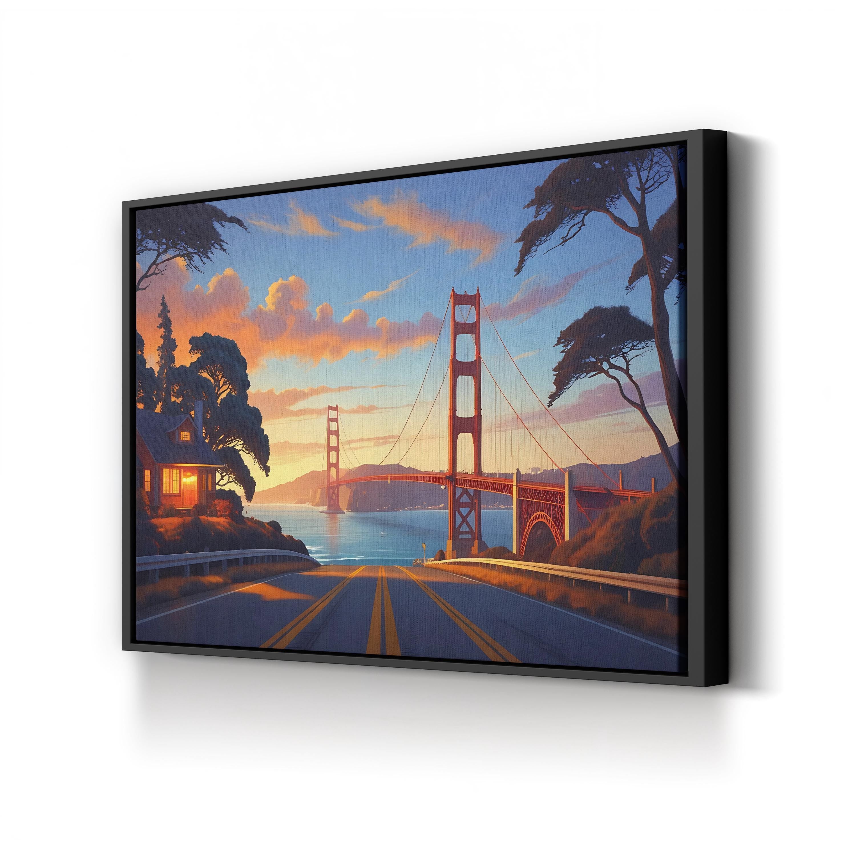 Golden Sunset Coastal Road – Vintage Photography Wall Art | Landscape Canvas Print