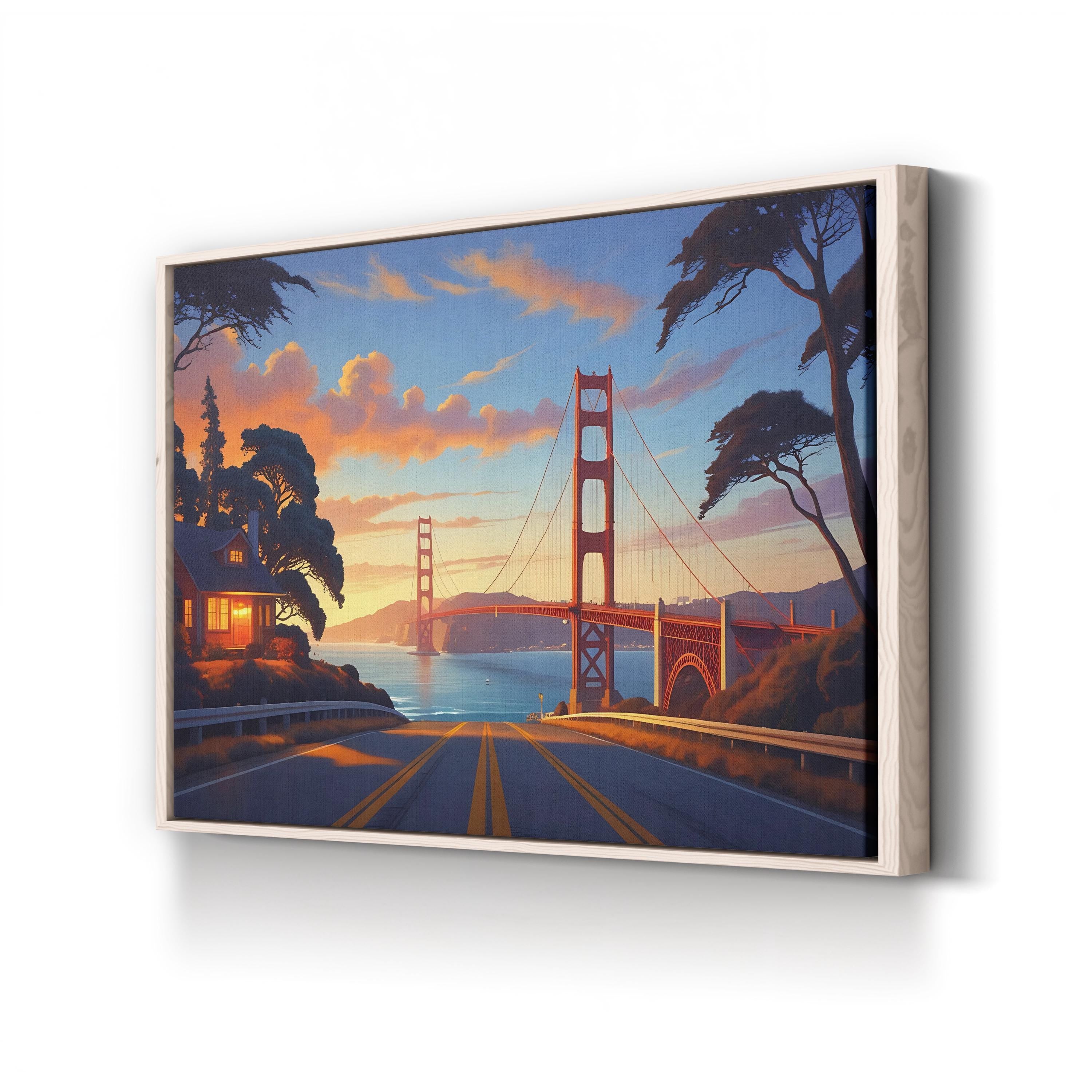 Golden Sunset Coastal Road – Vintage Photography Wall Art | Landscape Canvas Print
