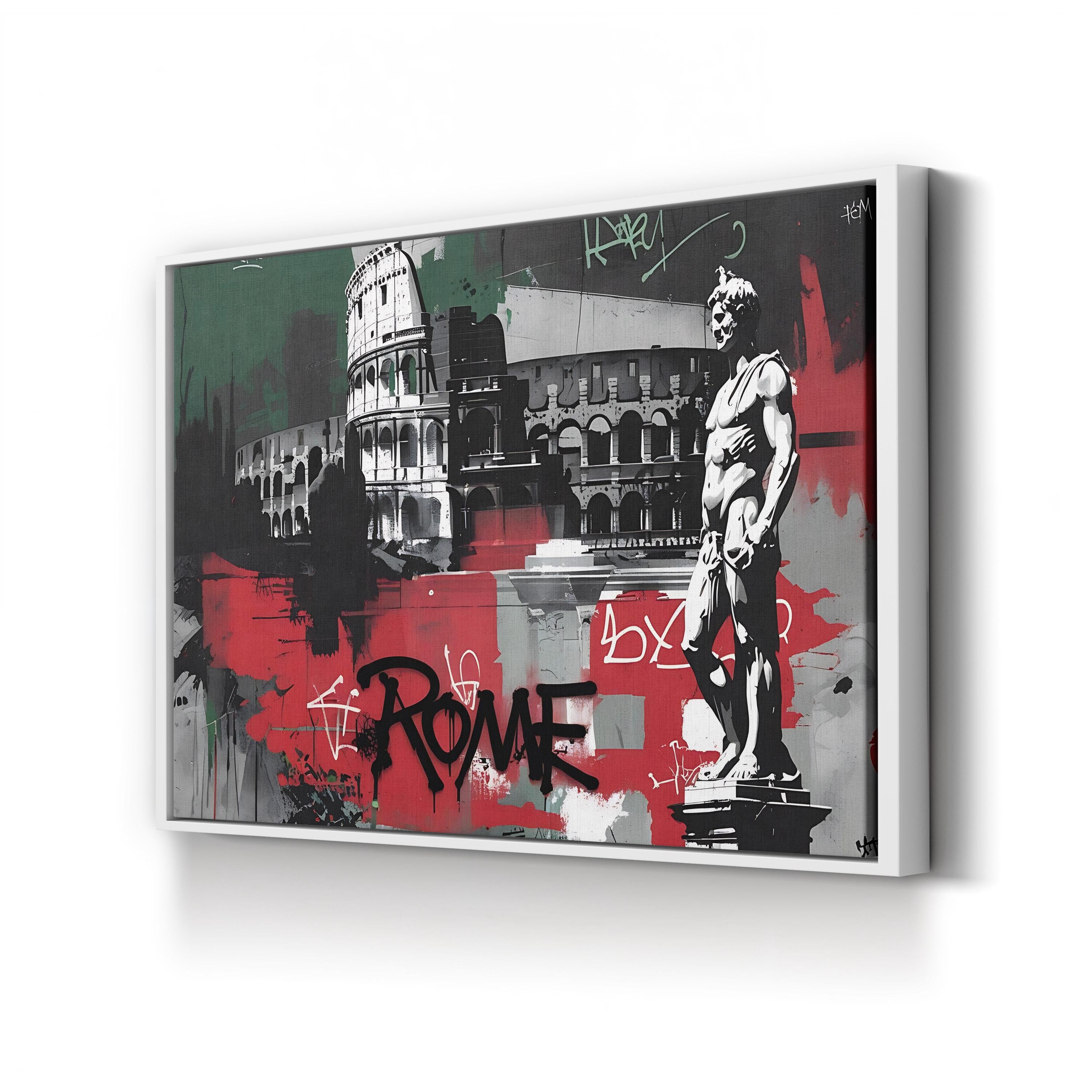 Rome Collage Street Art – Period Illustration Wall Art | Urban Graffiti Canvas Print