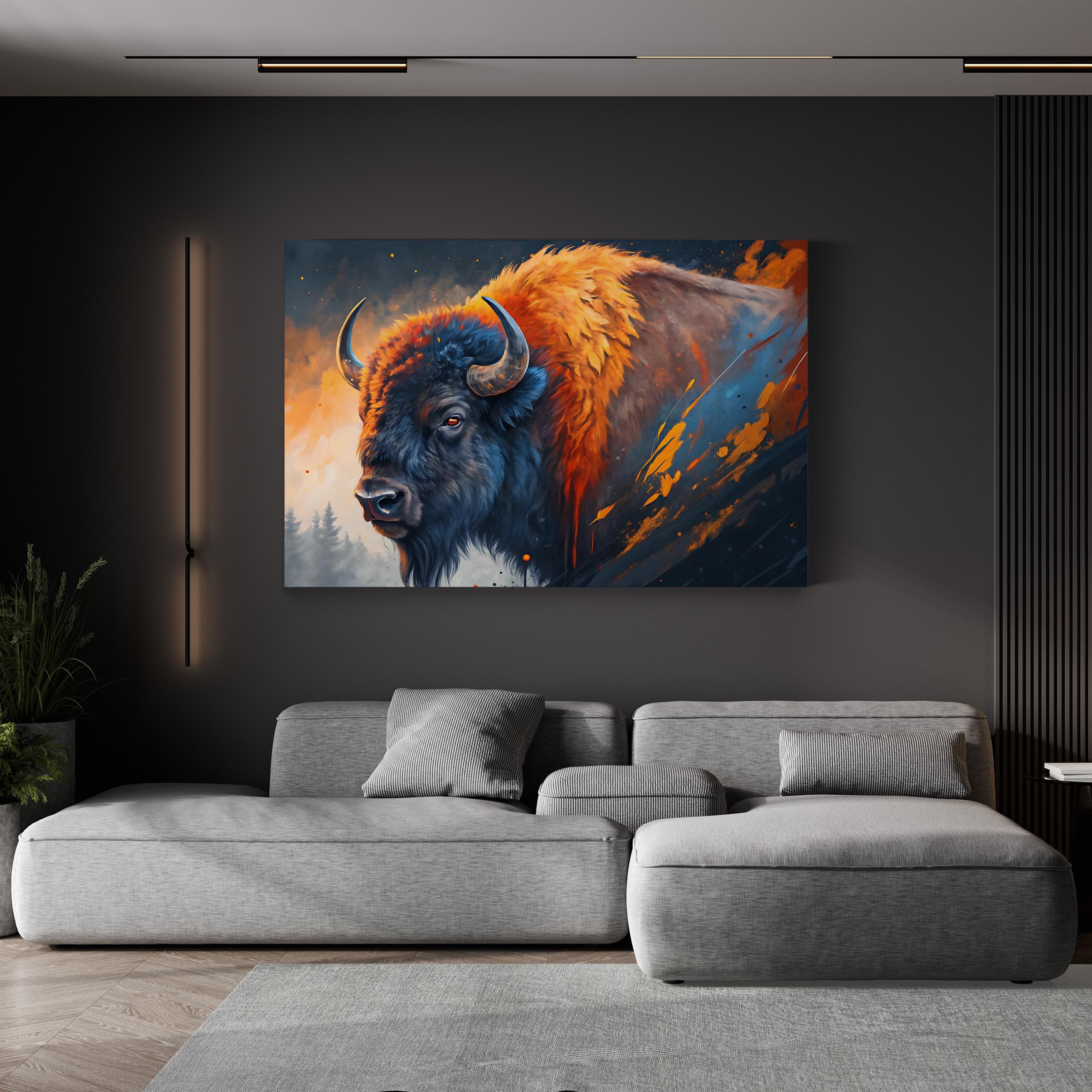 Sacred Buffalo – Period Illustration Wall Art | Wildlife Portrait Canvas Print