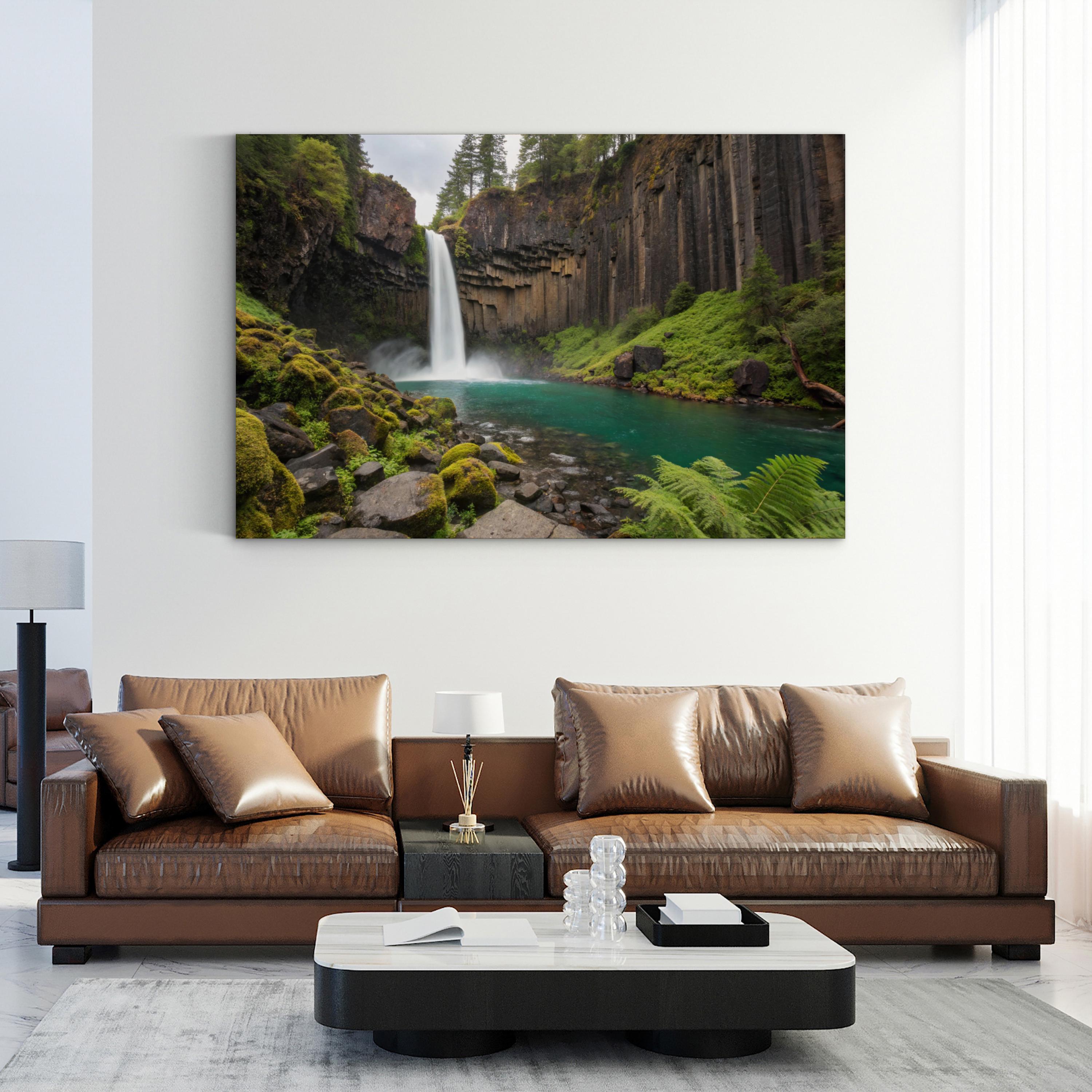 Waterfall Emerald Pool – Vintage Photography Wall Art | Tranquil Nature Canvas Print