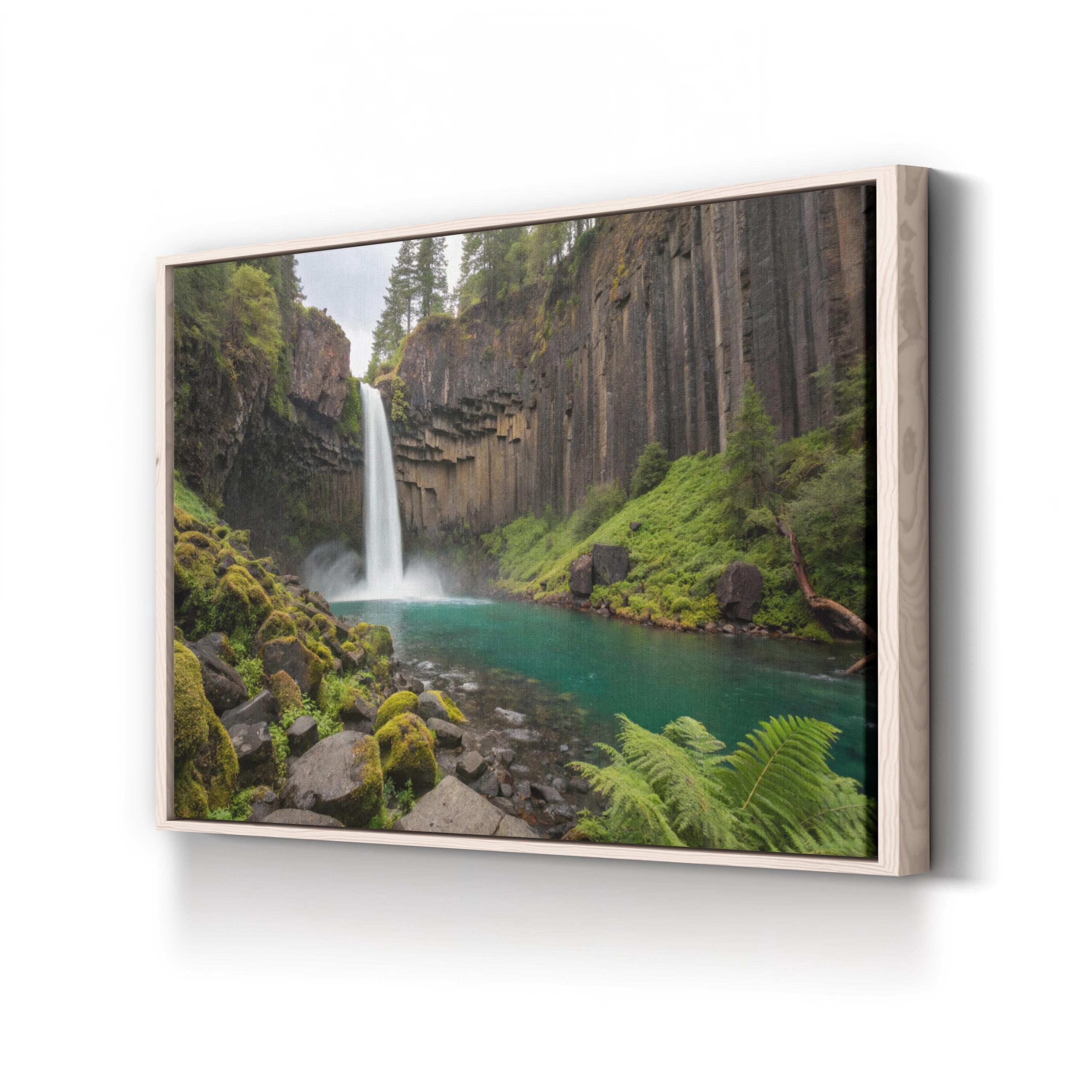 Waterfall Emerald Pool – Vintage Photography Wall Art | Tranquil Nature Canvas Print