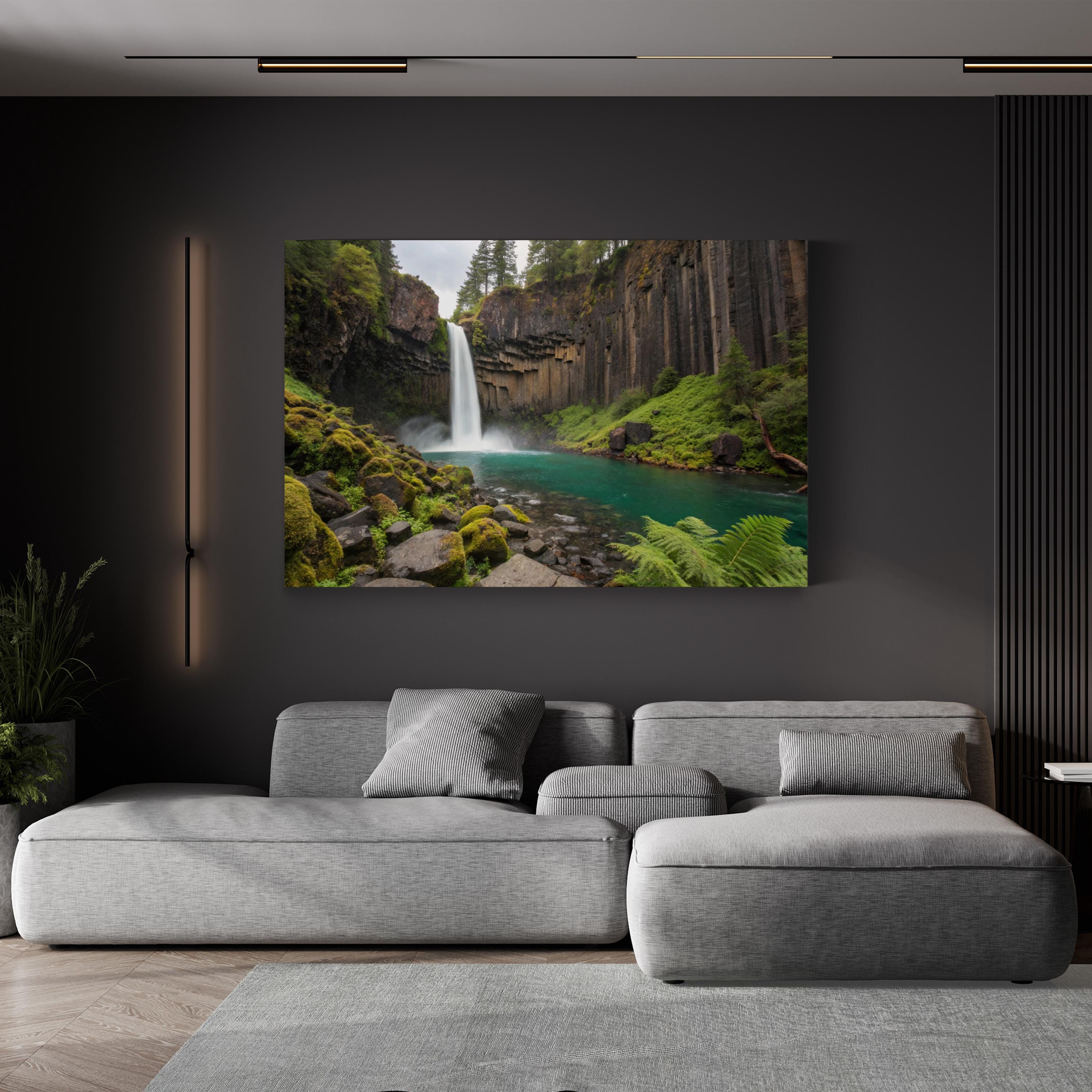 Waterfall Emerald Pool – Vintage Photography Wall Art | Tranquil Nature Canvas Print