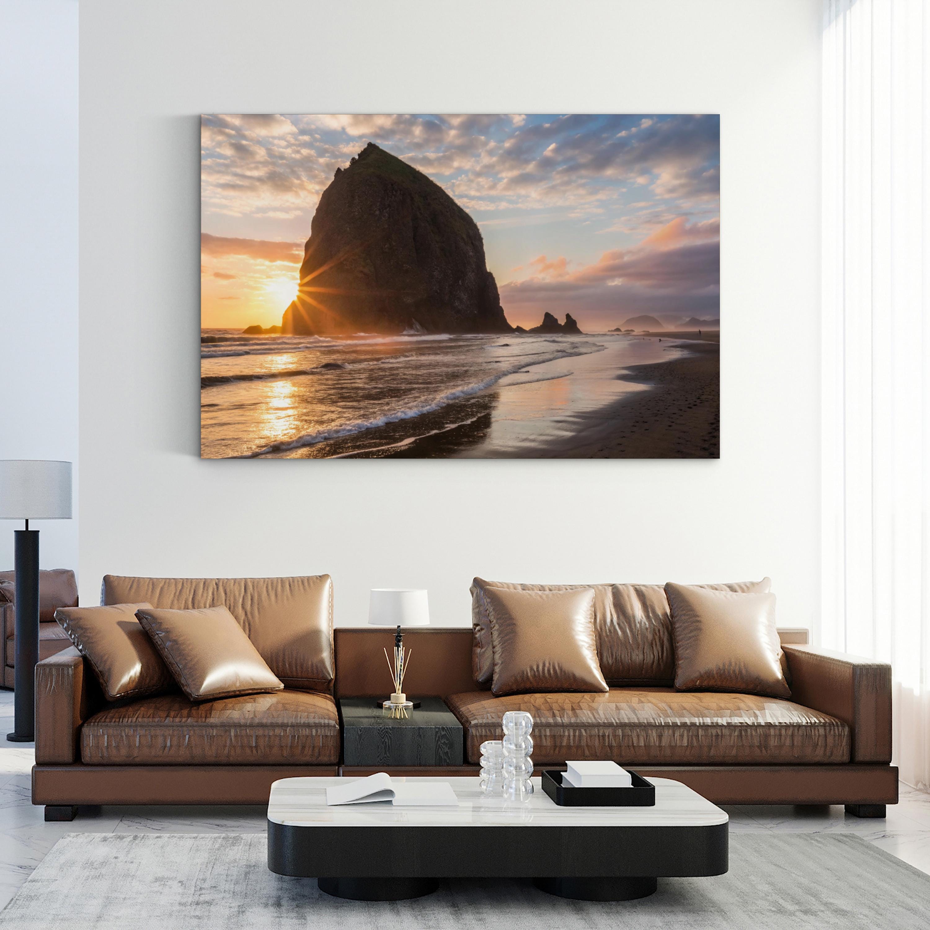 Sea Stack Sunset Coast – Vintage Photography Wall Art | Coastal Ocean Canvas Print