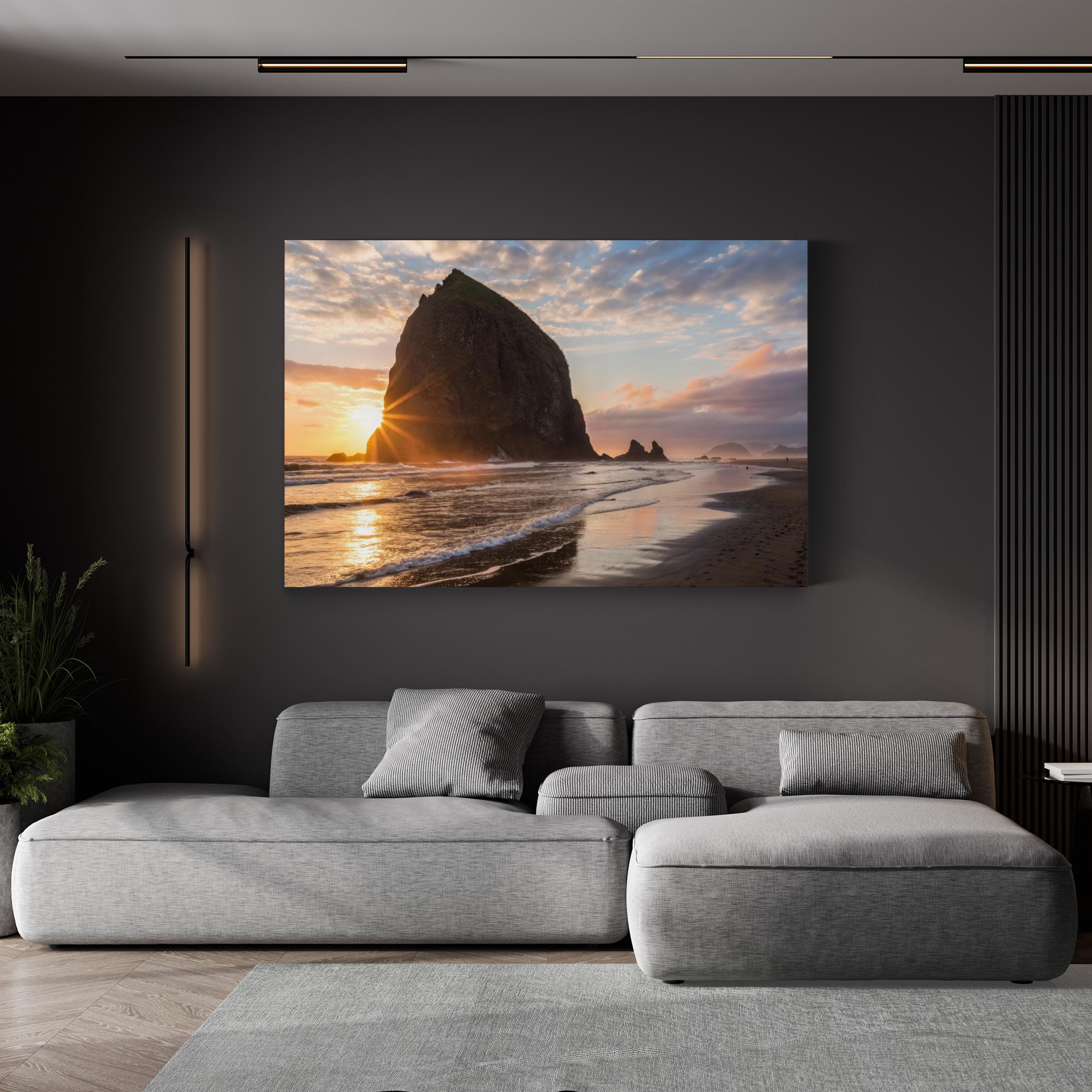 Sea Stack Sunset Coast – Vintage Photography Wall Art | Coastal Ocean Canvas Print