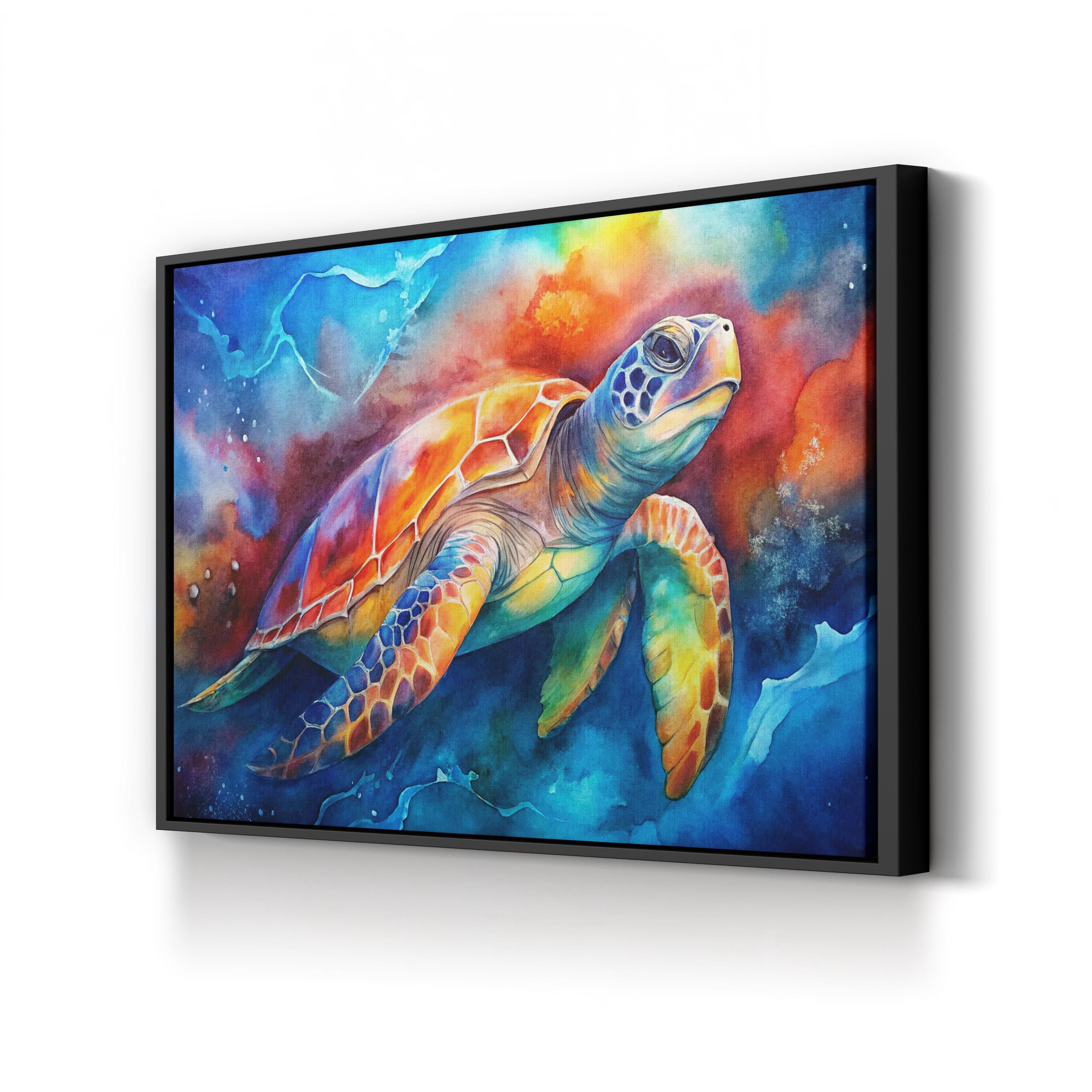 Sea Turtle Watercolor – Period Illustration Wall Art | Coastal Wildlife Canvas Print