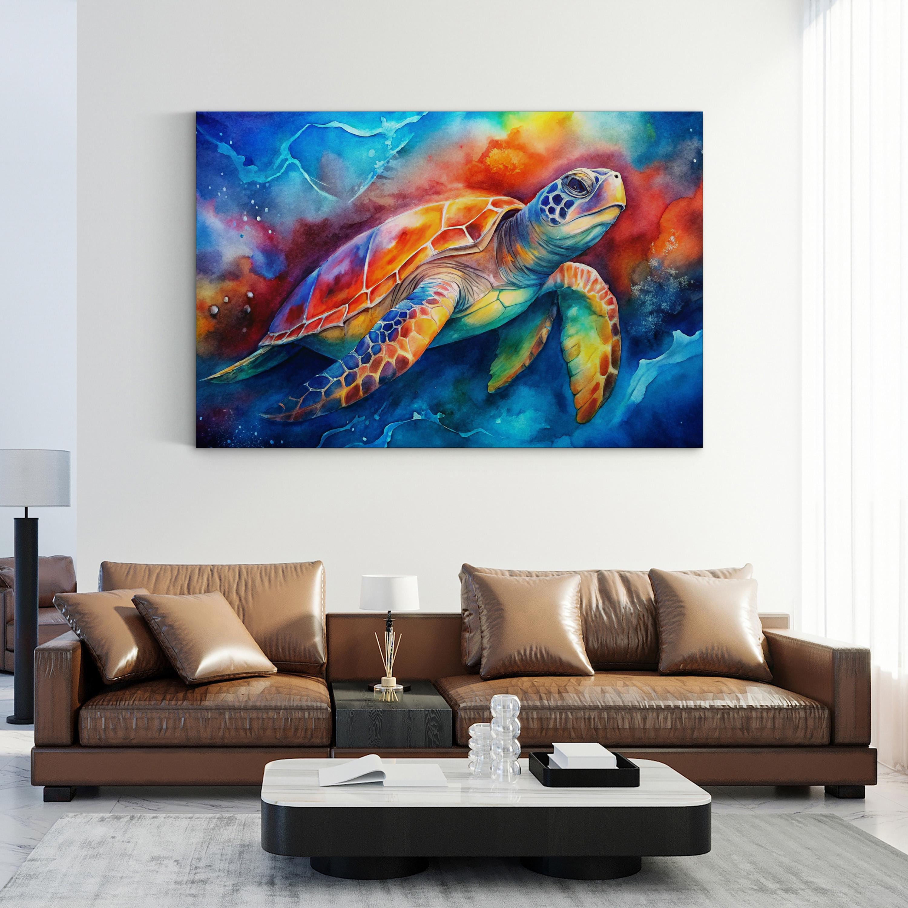 Sea Turtle Watercolor – Period Illustration Wall Art | Coastal Wildlife Canvas Print