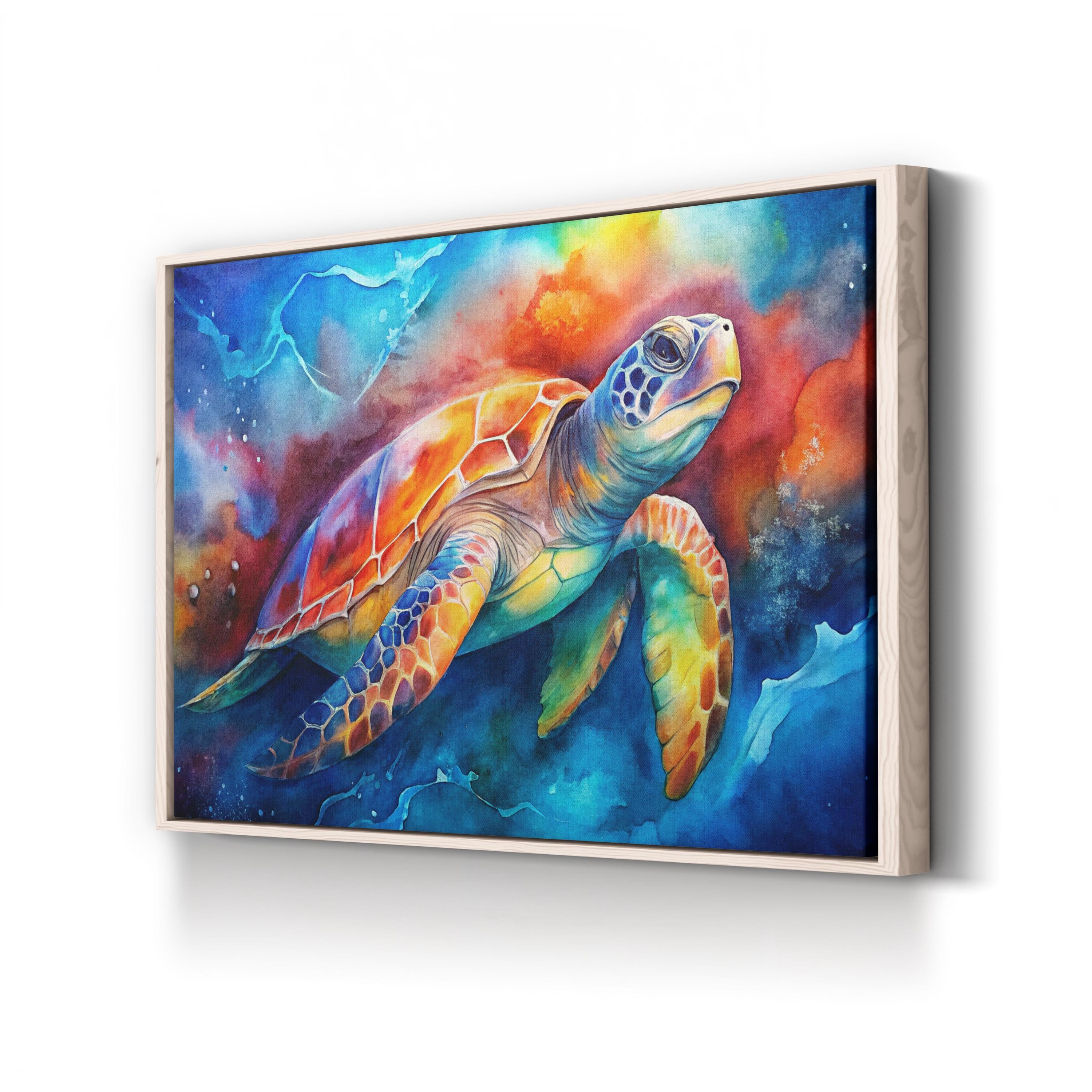 Sea Turtle Watercolor – Period Illustration Wall Art | Coastal Wildlife Canvas Print