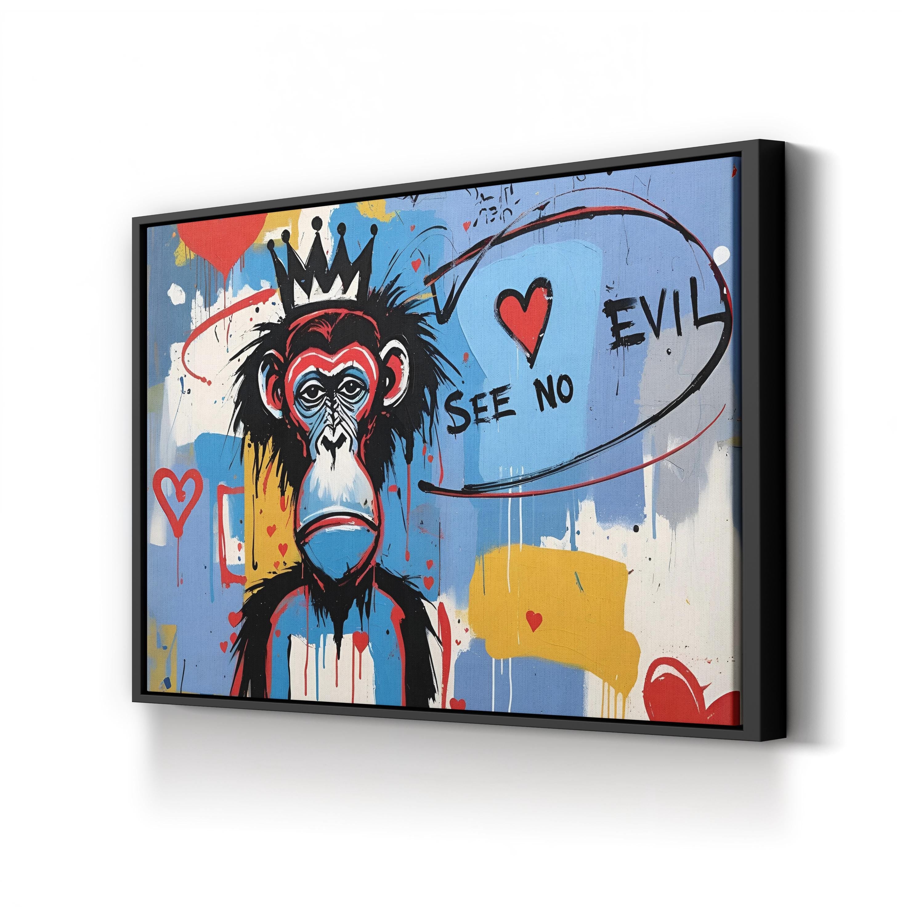 Basquiat Style Crowned Figure – Period Illustration Wall Art | Urban Street Canvas Print