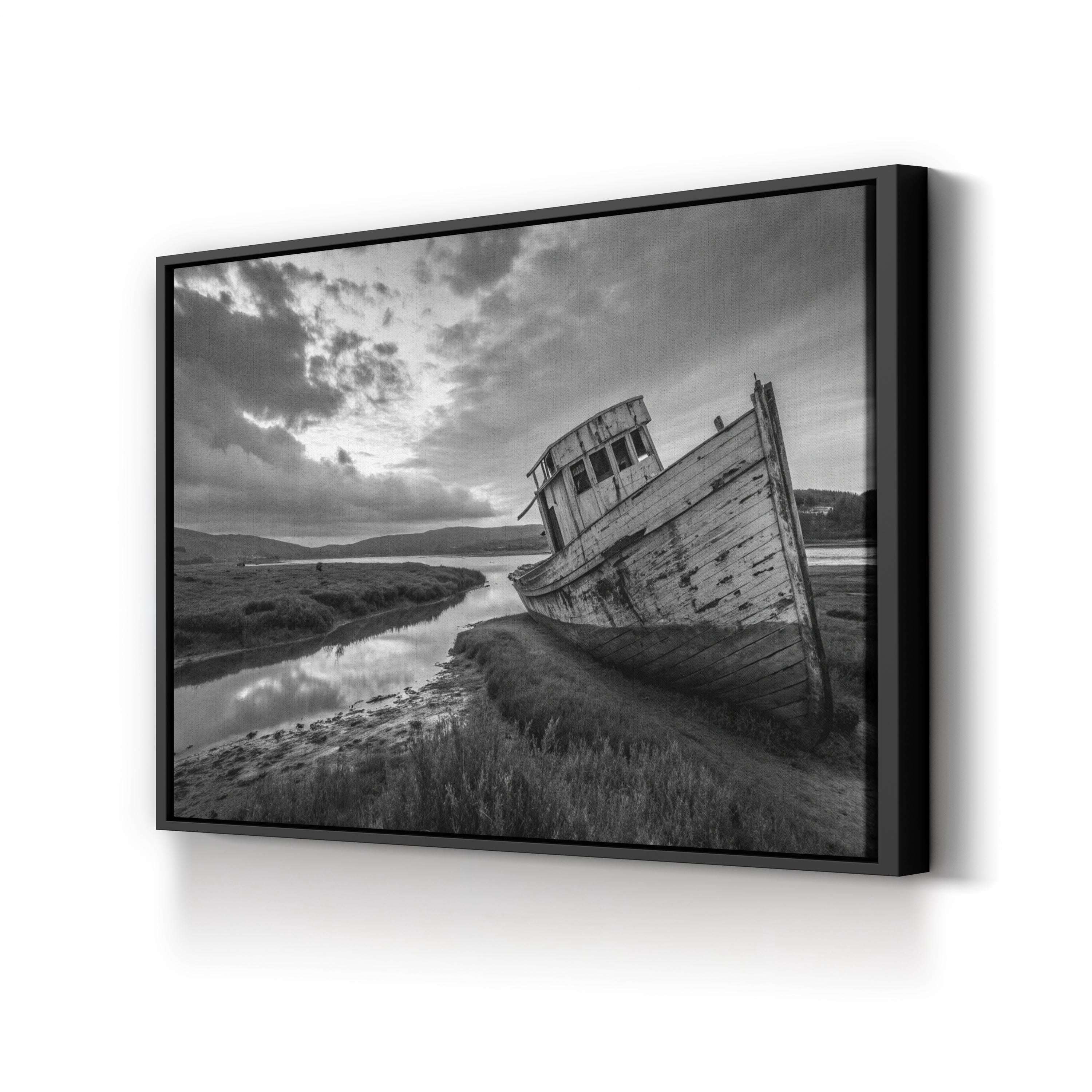 Point Reyes Shipwreck – Vintage Photography Wall Art | Black & White Coastal Canvas Print