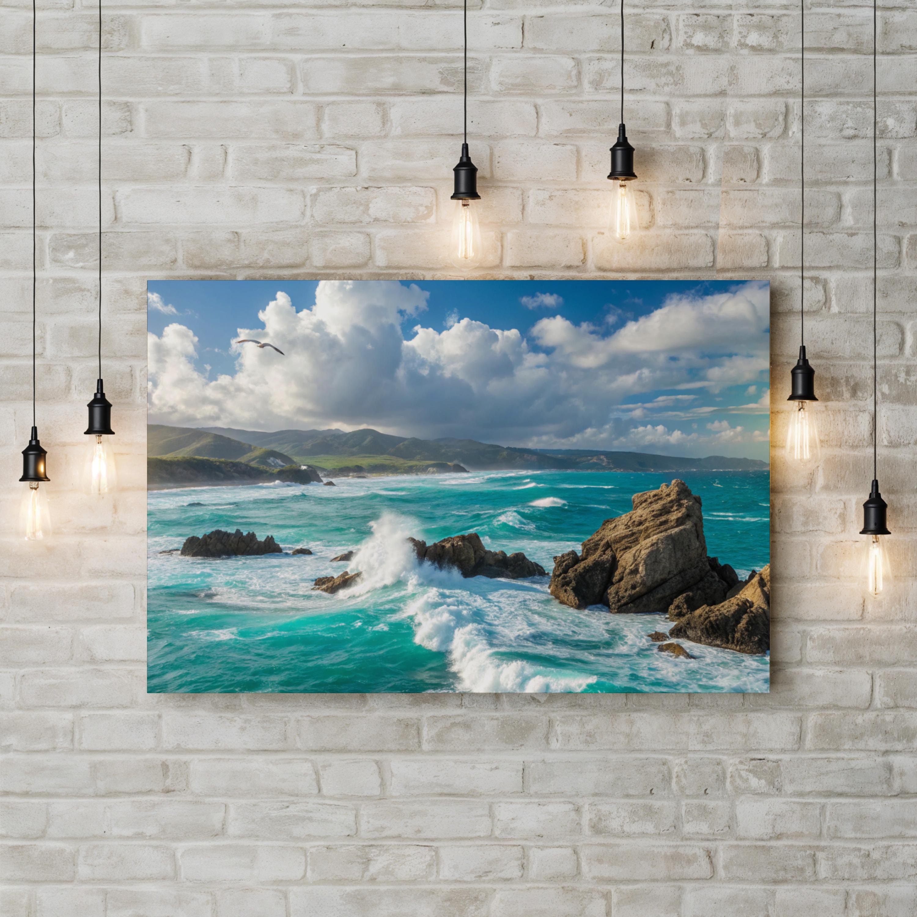Coastal Ocean Waves Wall Art — Scenic Seascape Canvas Print