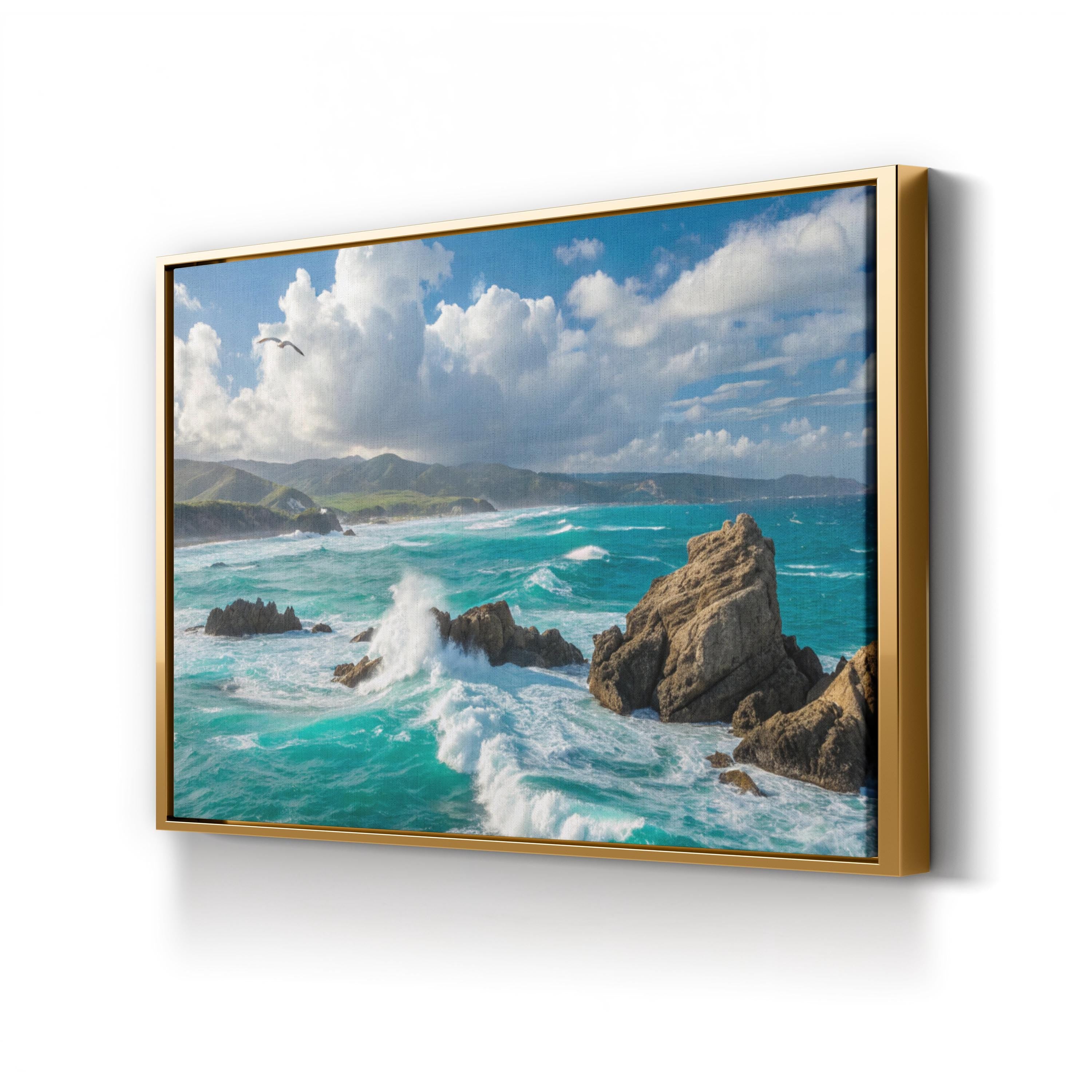 Coastal Ocean Waves Wall Art — Scenic Seascape Canvas Print