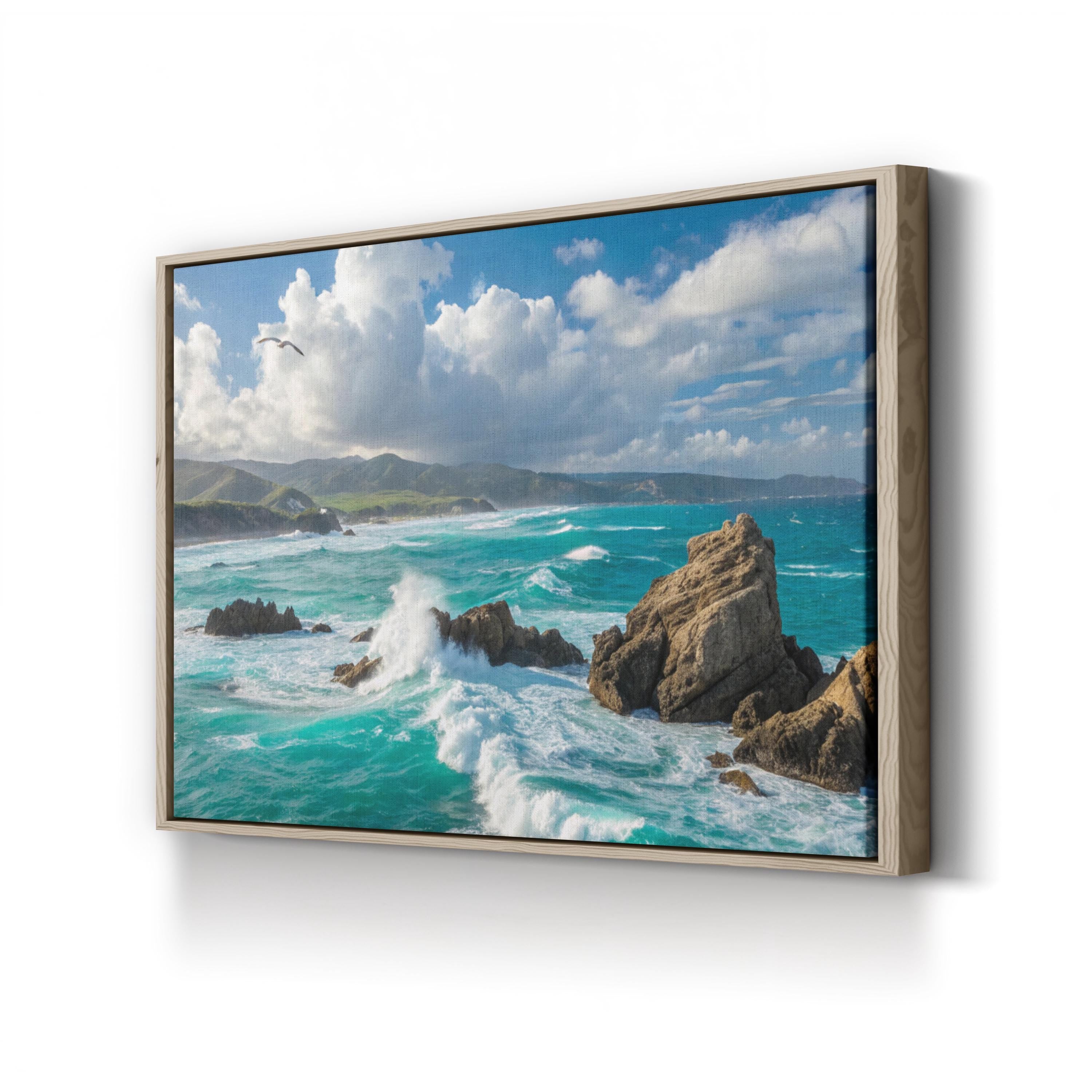 Coastal Ocean Waves Wall Art — Scenic Seascape Canvas Print