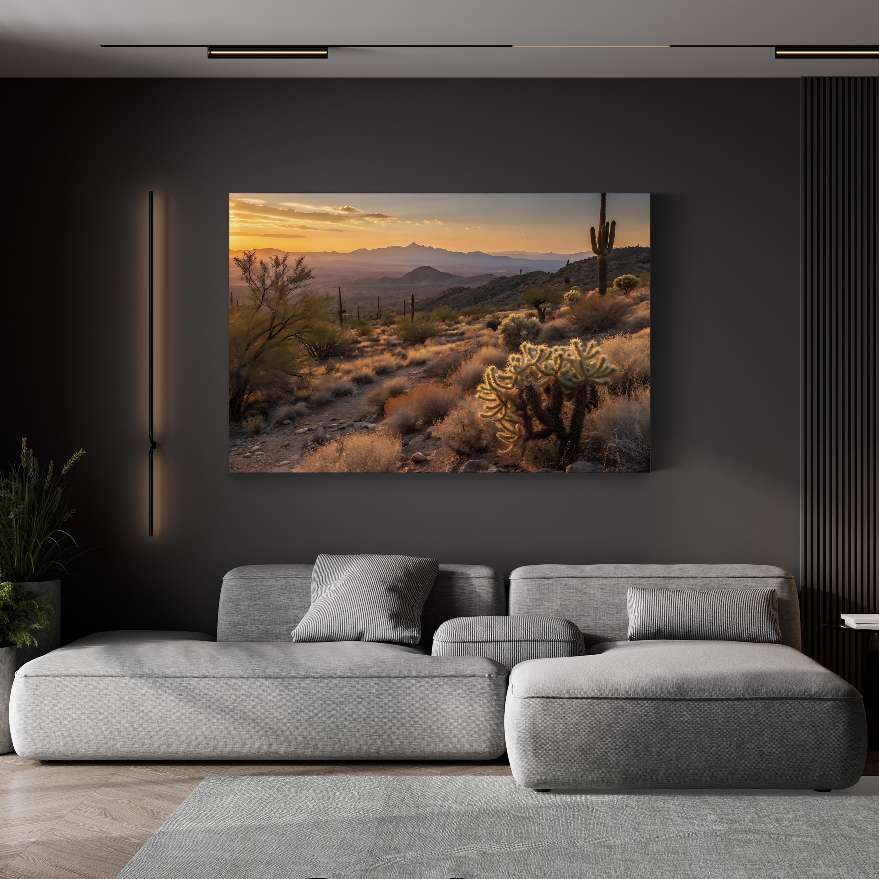 Tucson Desert Sunset – Vintage Photography Wall Art | Arizona Cactus Canvas Print