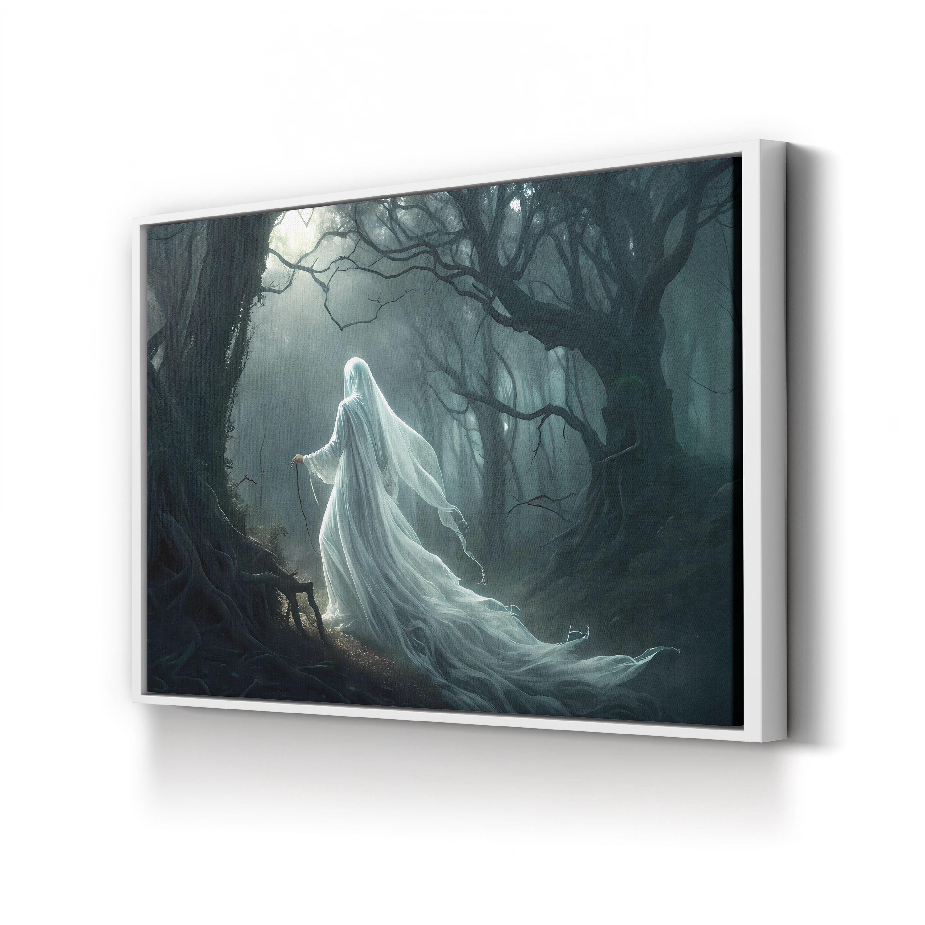 Enchanted Forest – Period Illustration Wall Art | Golden Mystical Landscape Canvas Print