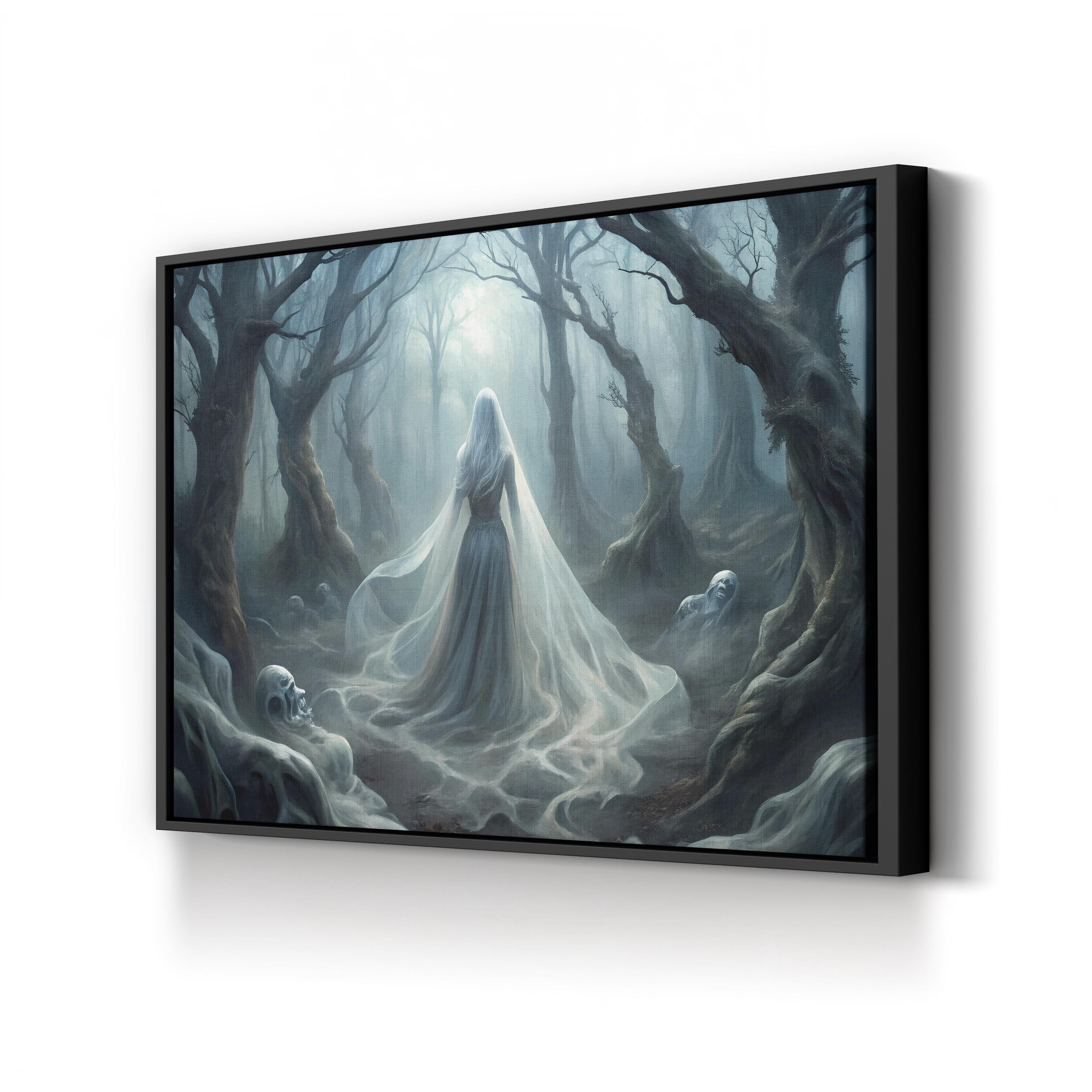 Enchanted Forest – Period Illustration Wall Art | Golden Mystical Landscape Canvas Print