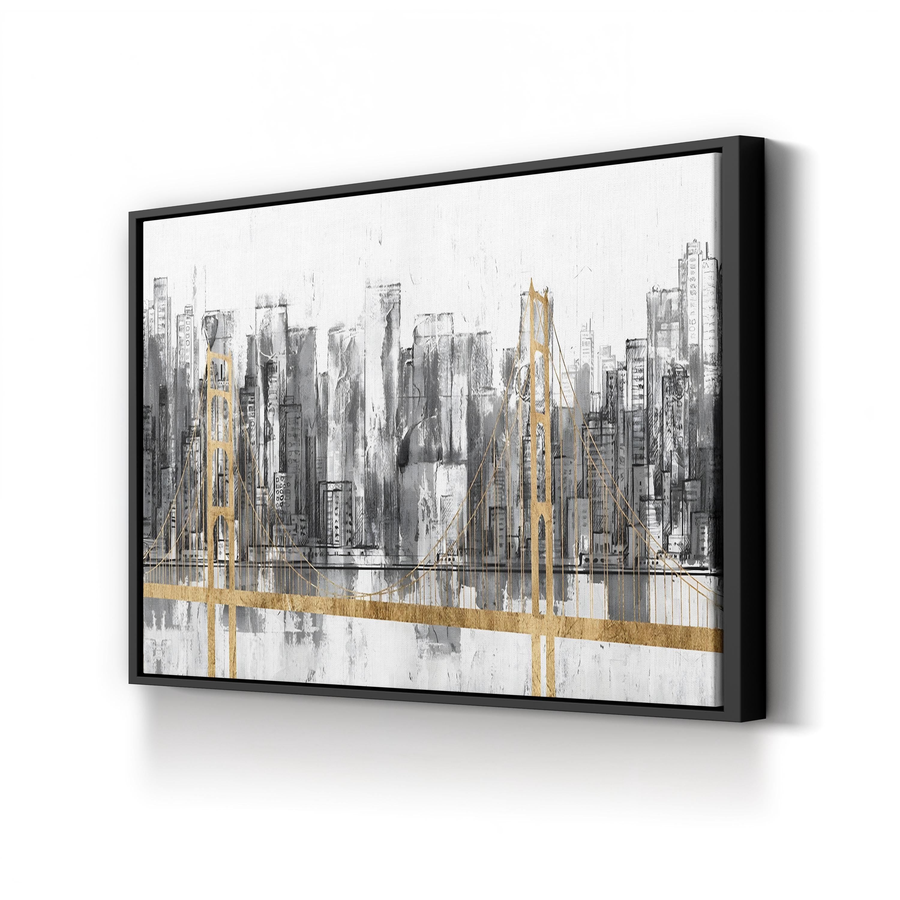 Golden Bridge Panorama Wall Art | Golden Gate Bridge, San Francisco, California Cityscape Canvas by Jennifer Goldberger