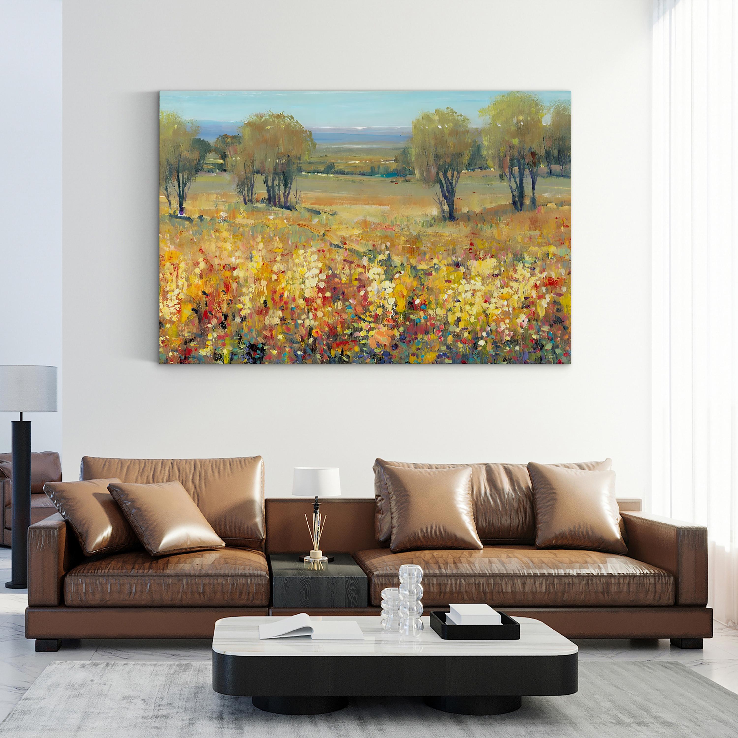 Golden Fields II – Framed Contemporary Landscape Canvas Art by Tim O’Toole