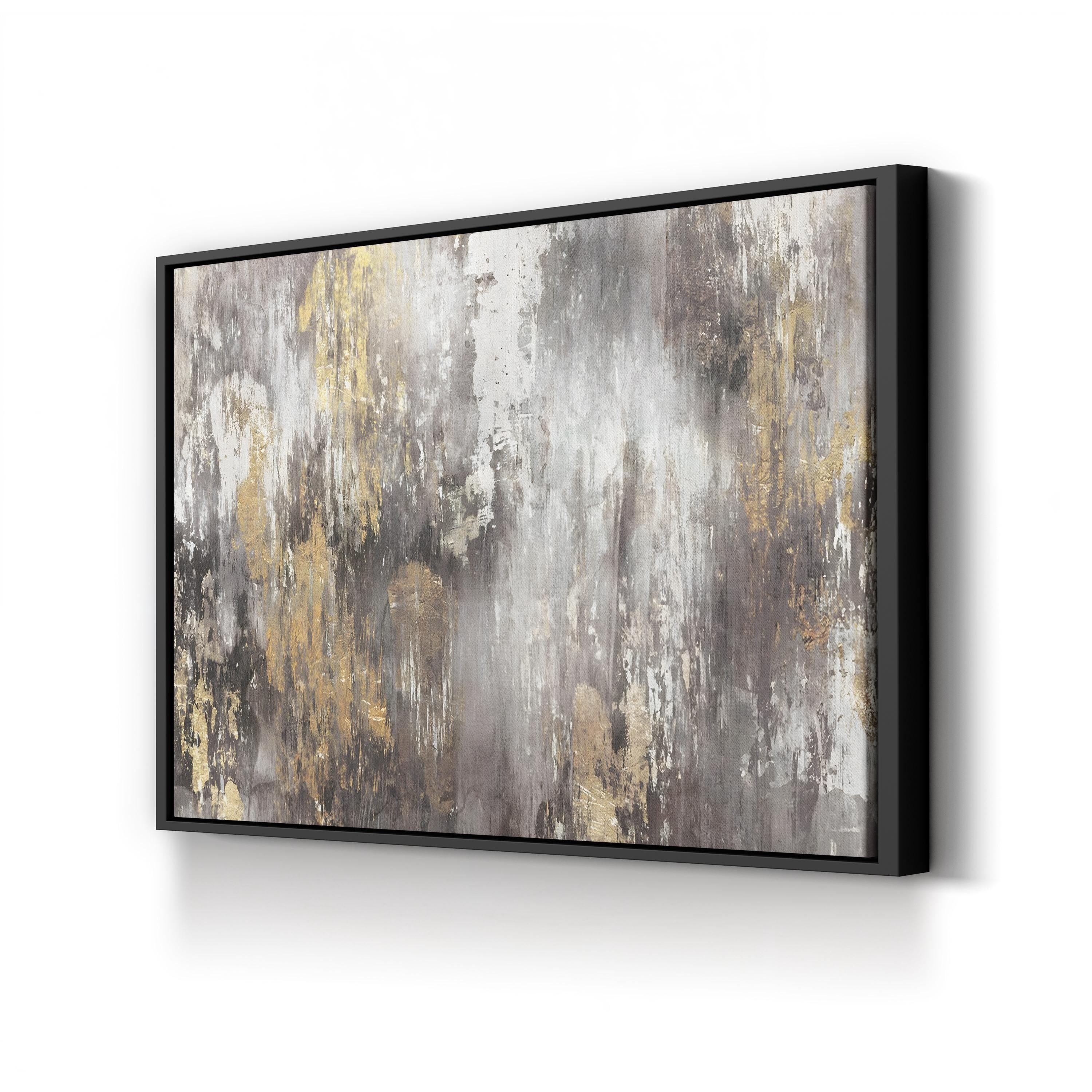 Gold Ikat Wall Art | Contemporary Abstract Ikat Pattern Canvas by PI Galerie