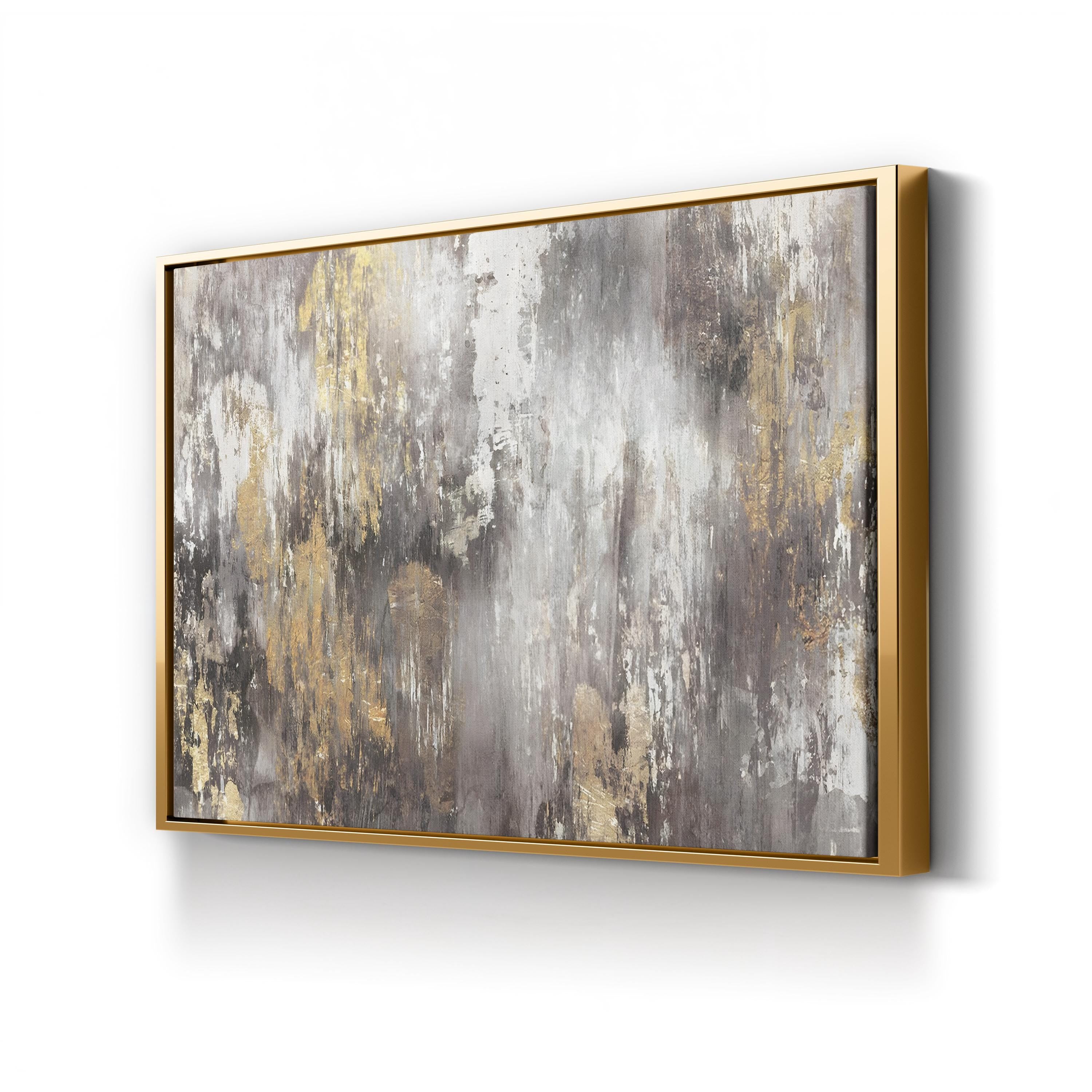 Gold Ikat Wall Art | Contemporary Abstract Ikat Pattern Canvas by PI Galerie
