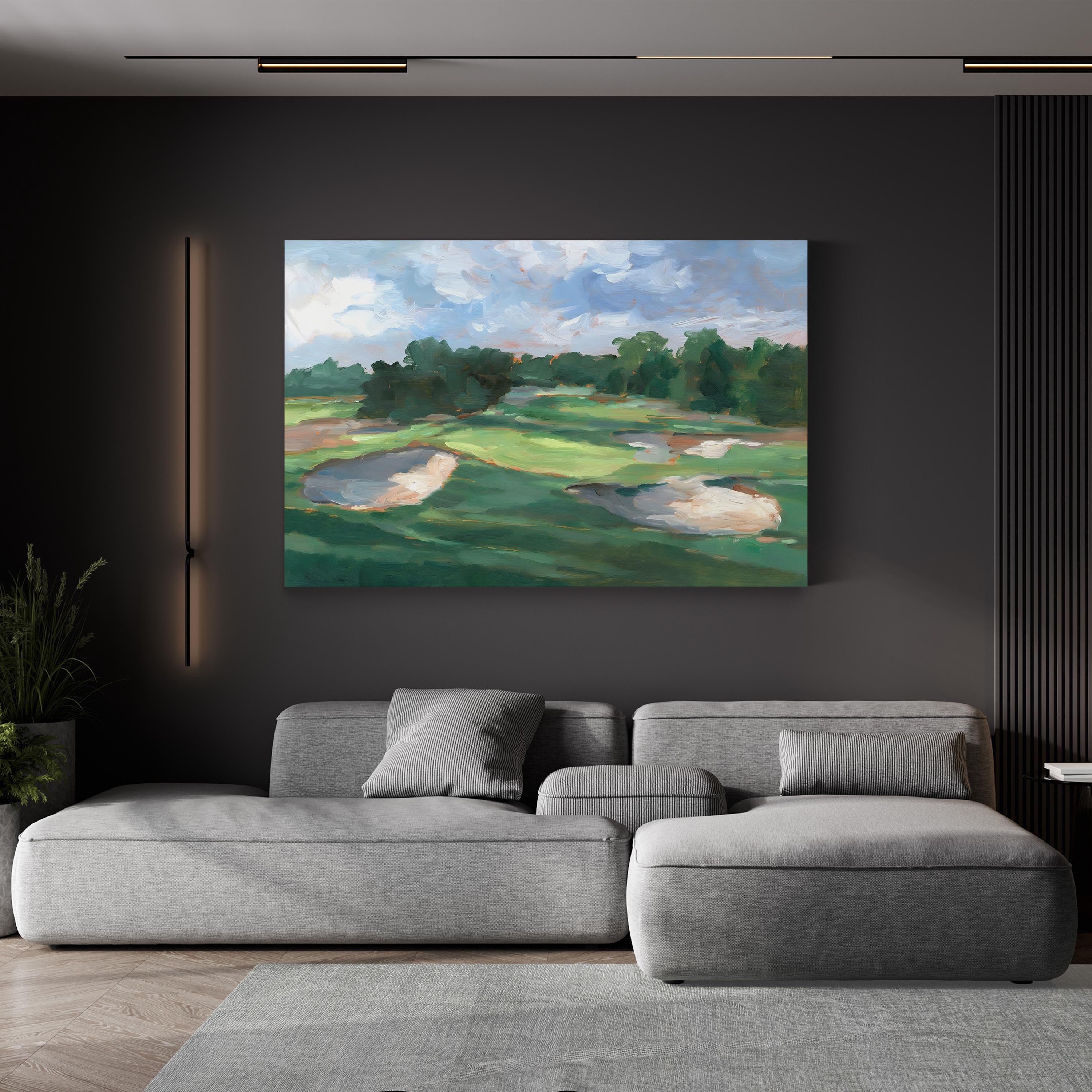 Golf Course Study III – Framed Modern Golf Landscape Canvas Art by Ethan Harper