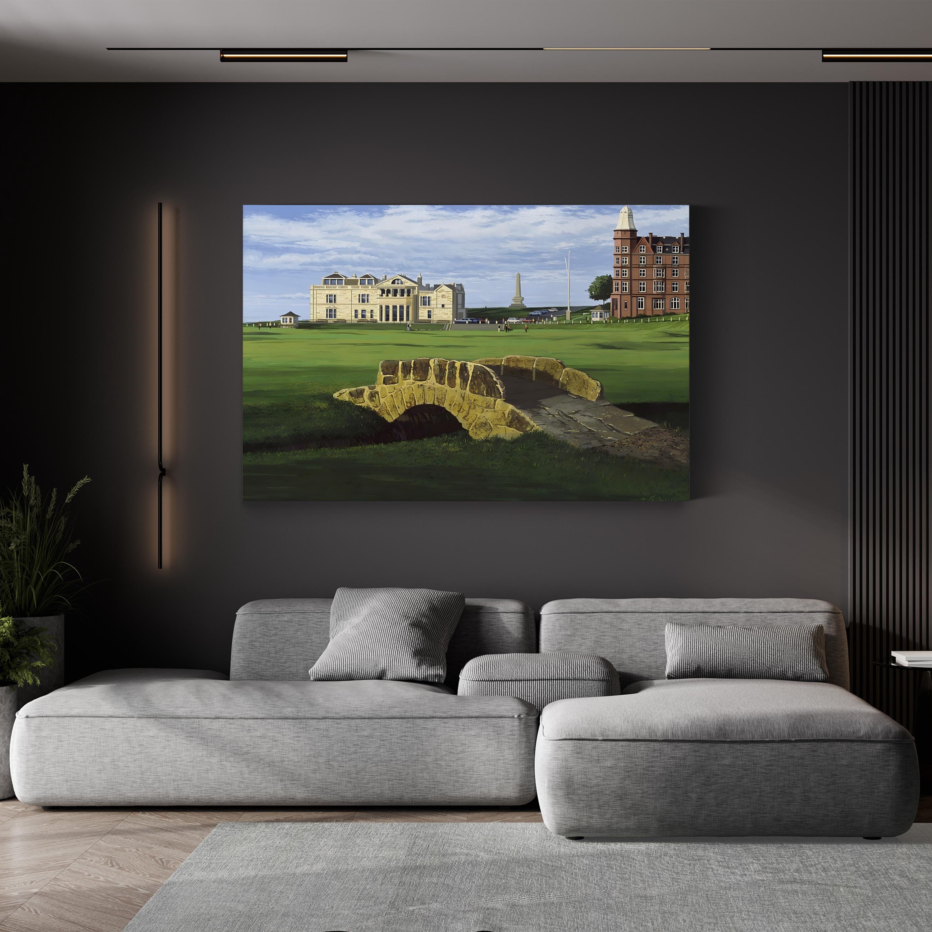 Golf Course X Canvas Art by William Vanderdasson – Framed Scenic Golf Landscape Wall Art