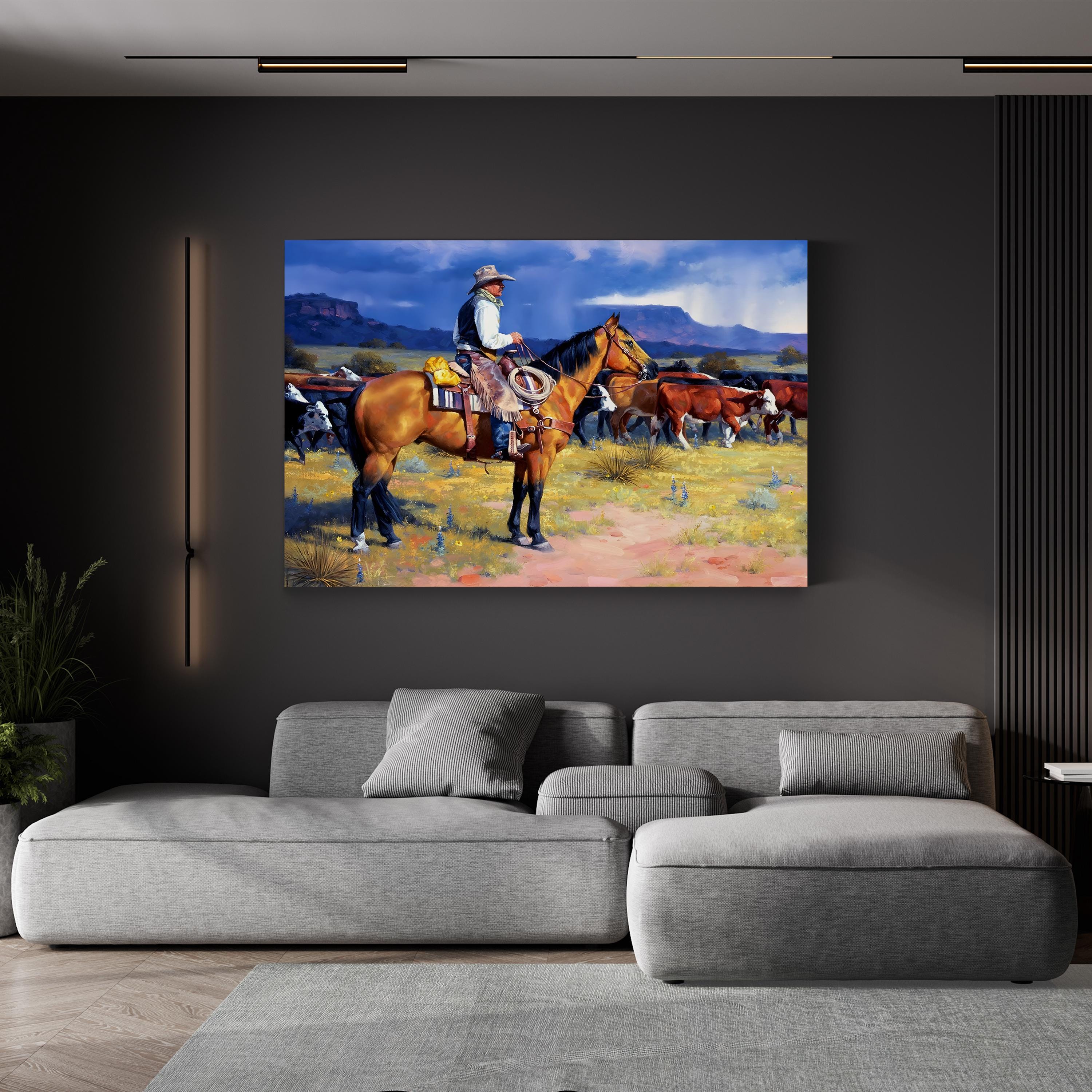 Great American Cowboy – Framed Western Landscape Canvas Art by Jack Sorenson