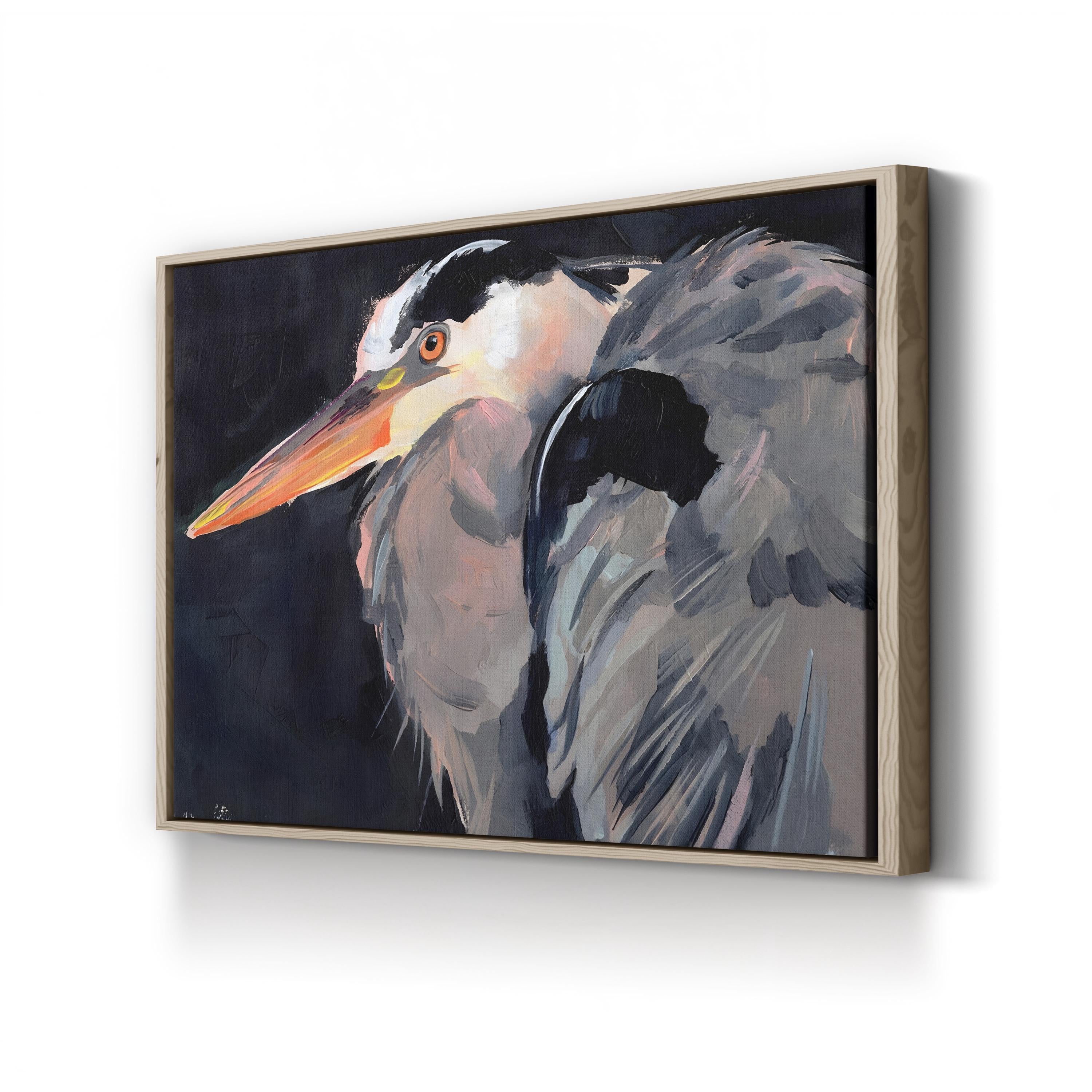 Great Heron II – Framed Modern Wildlife Canvas Art by Jennifer Paxton Parker