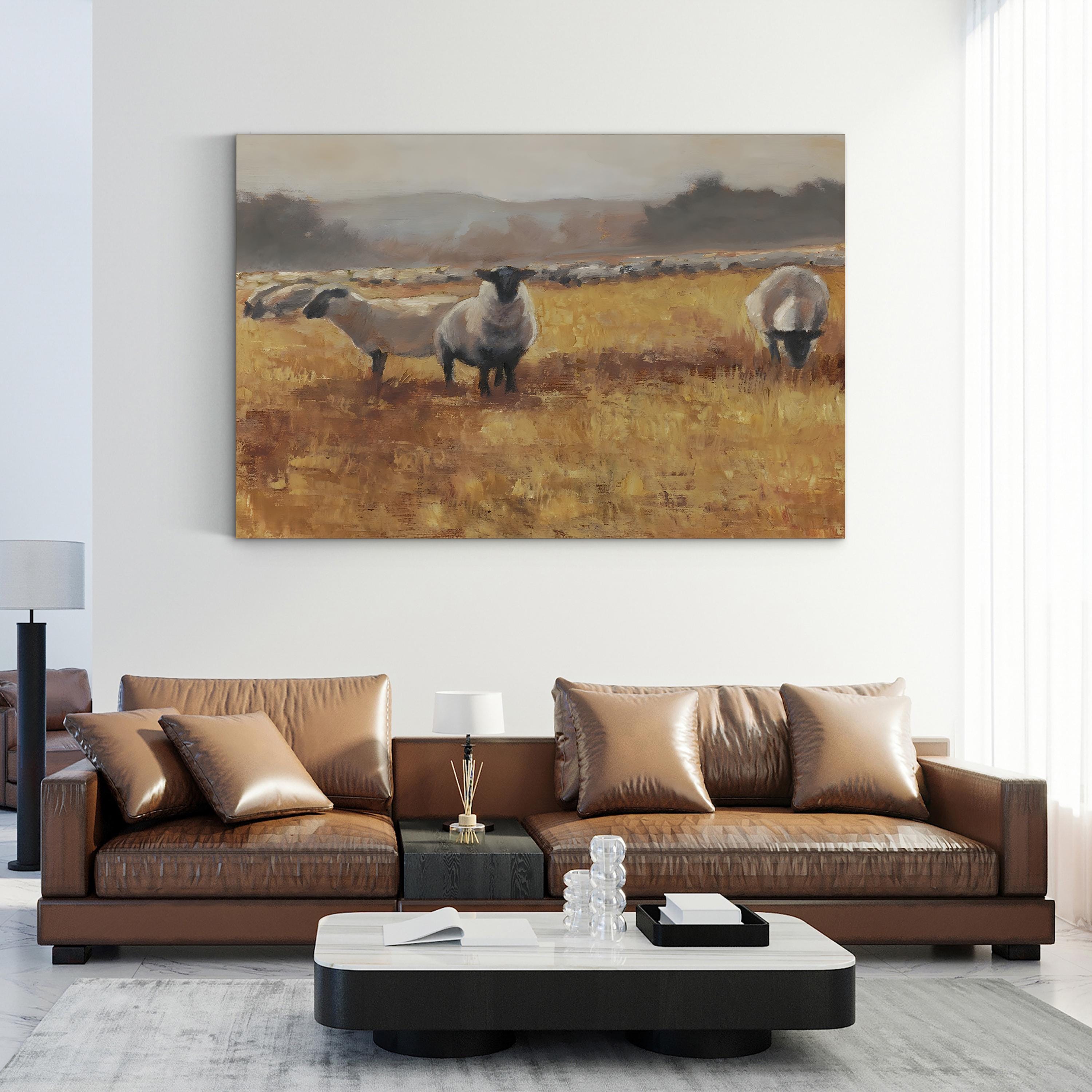 Grazing at Sunset I Wall Art by Ethan Harper – Wildlife Landscape Canvas Print