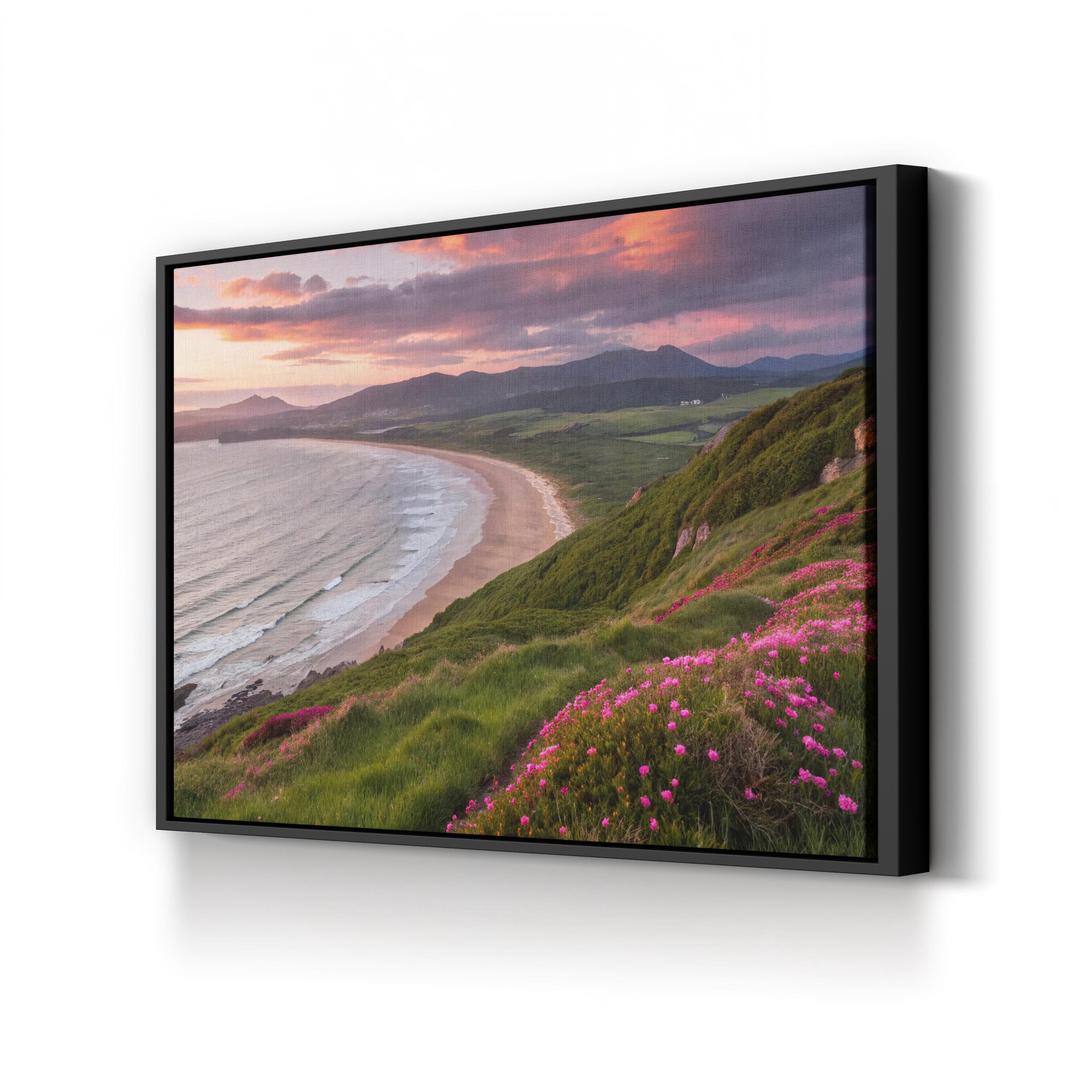 Coastal Beach Landscape — Modern Ocean Shoreline Canvas Wall Art