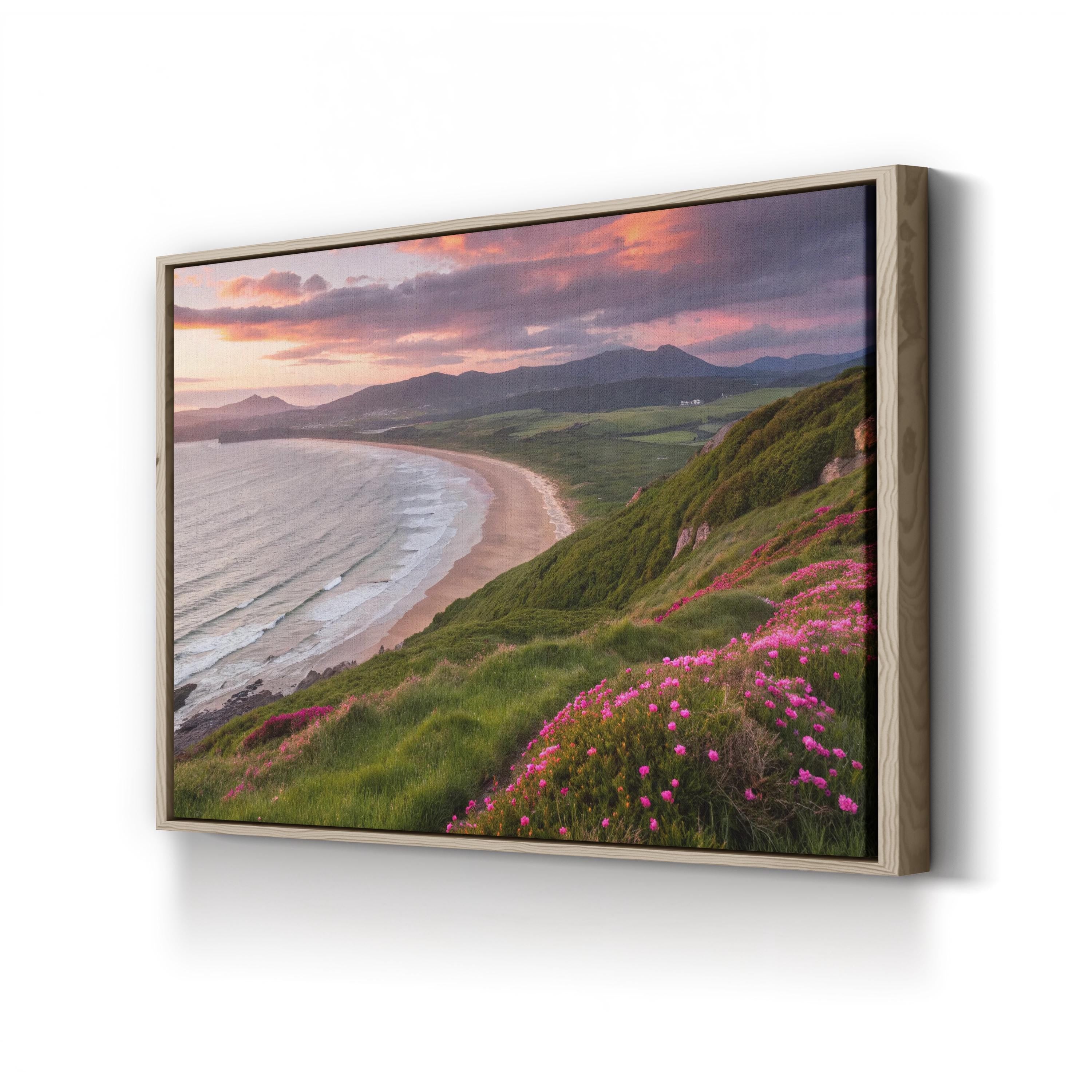 Coastal Beach Landscape — Modern Ocean Shoreline Canvas Wall Art