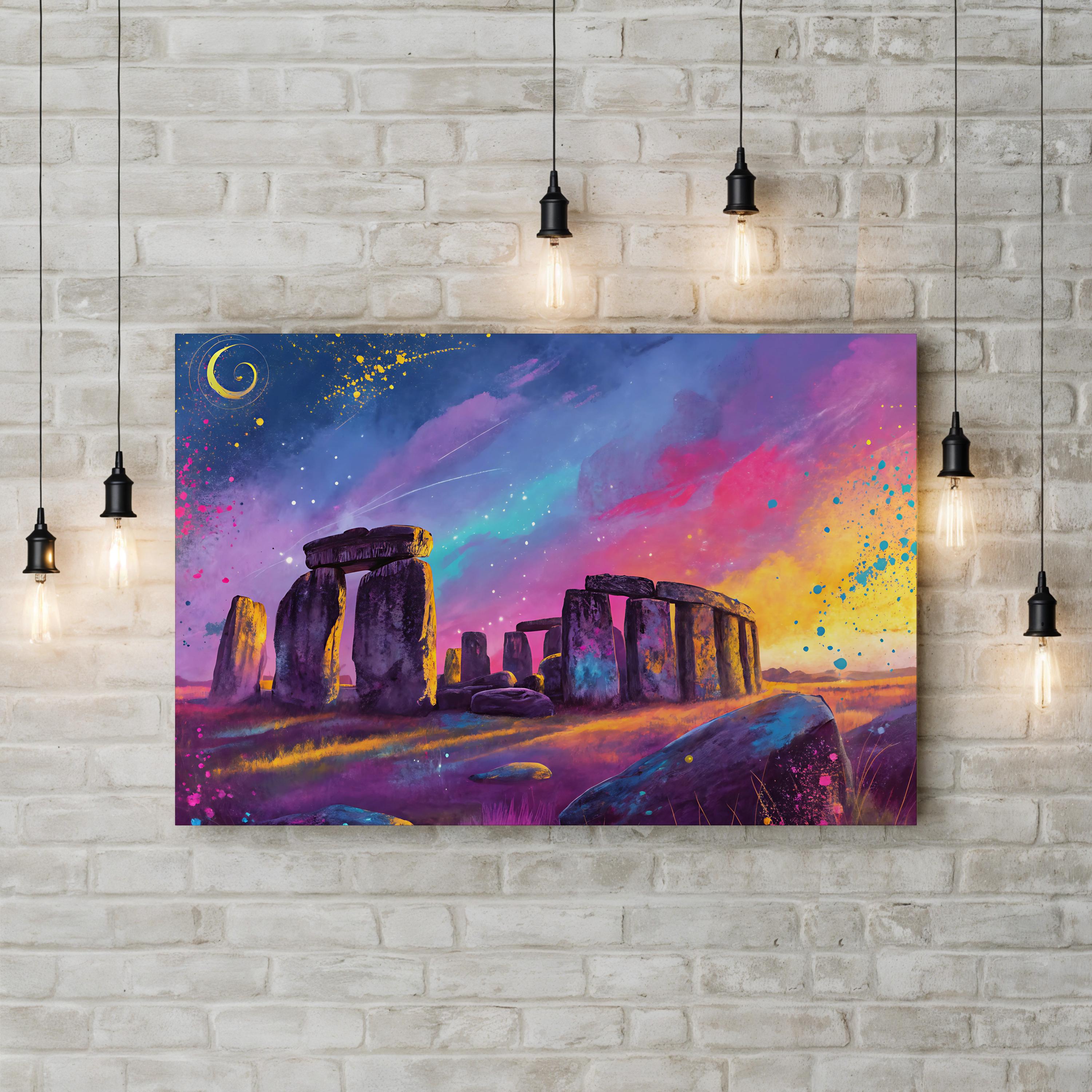 Stonehenge – Period Illustration Wall Art | Mystical Monument Landscape Canvas Print