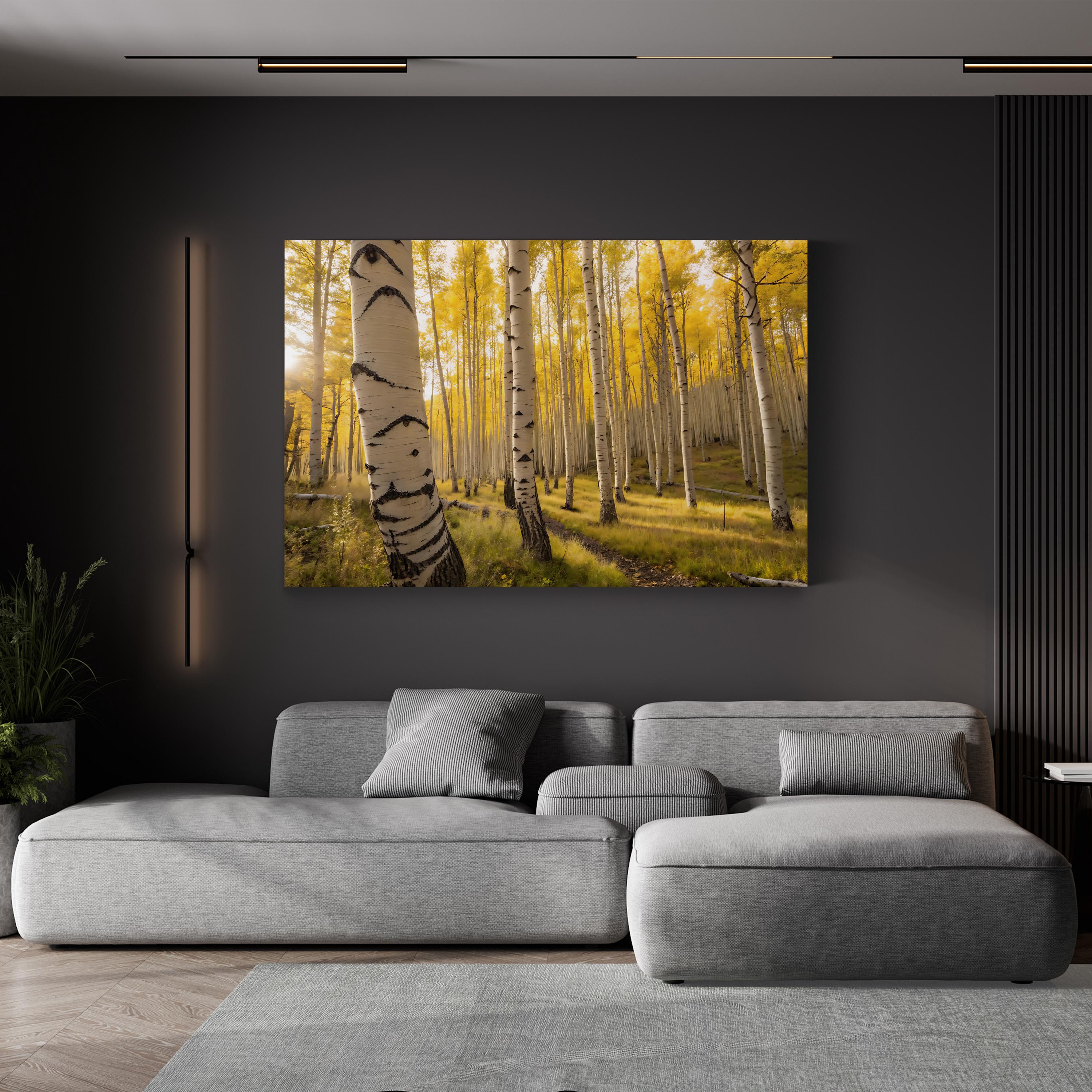 Golden Aspen Mountain Landscape – Vintage Photography Wall Art | Autumn Canvas Print
