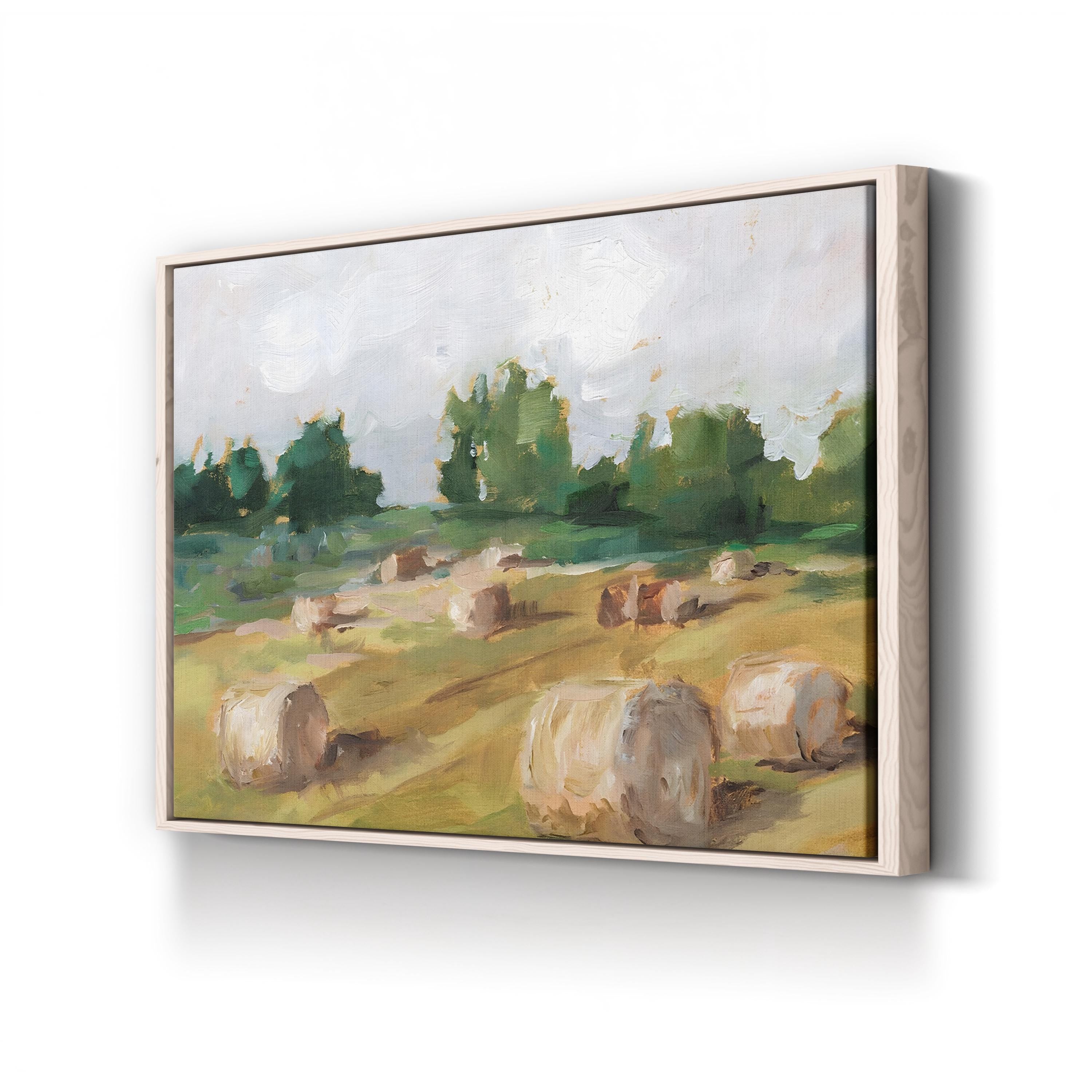 Hay Field I – Framed Golden Rural Landscape Canvas Art by Ethan Harper