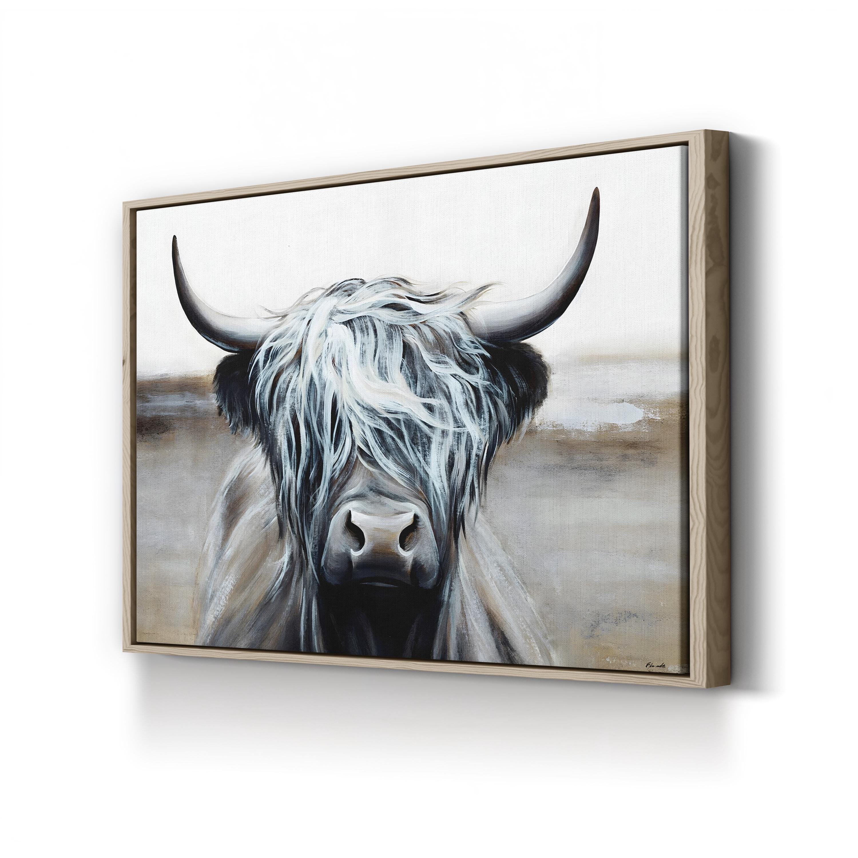 Highlighted Hair Highland Cow Canvas Wall Art | Rustic Farmhouse Animal Art by Sydney Edmunds