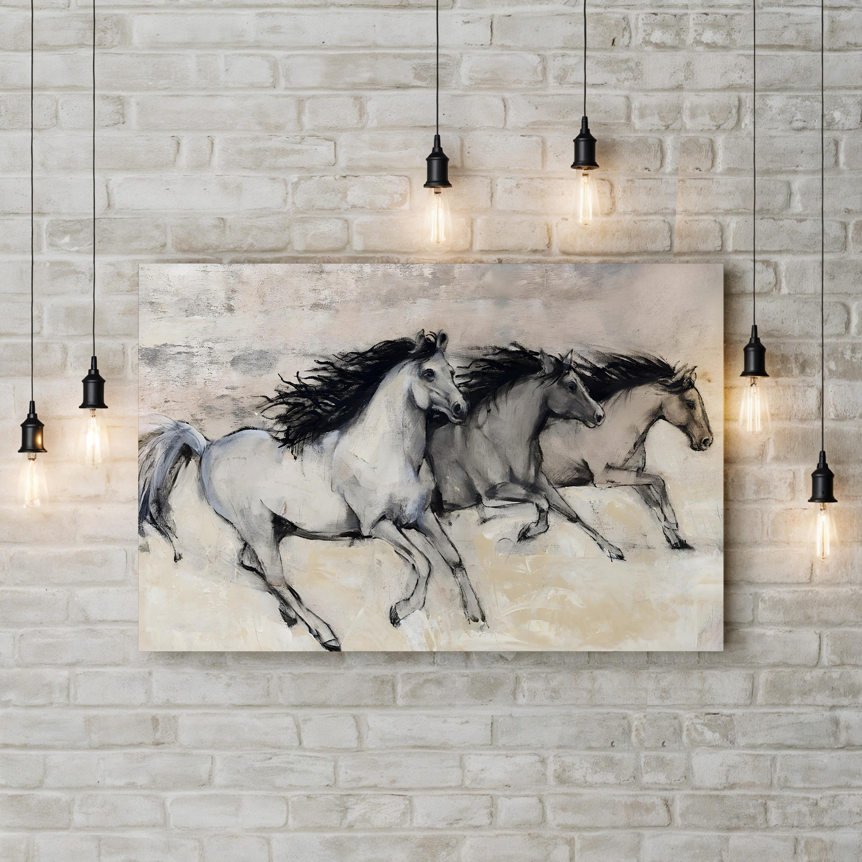 Horses in Motion II Canvas Art – Tim O’Toole Black and White Equestrian Wall Art