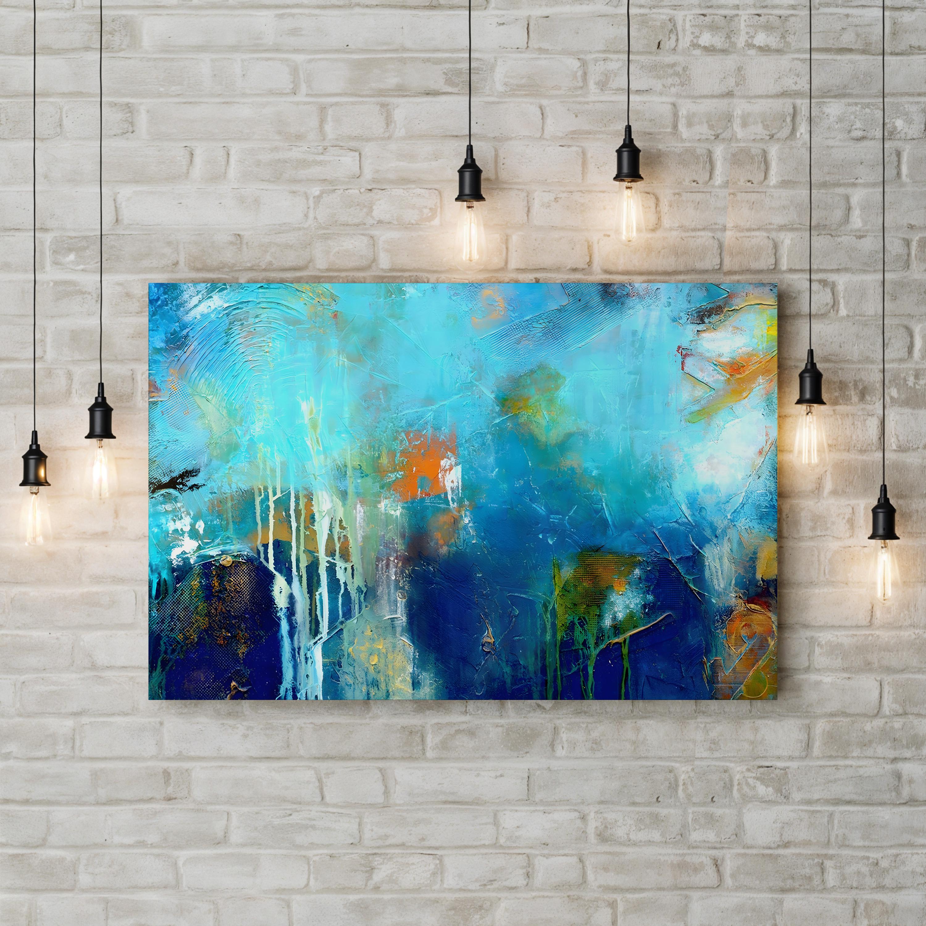 House of Blues Wall Art by Erin Ashley – Contemporary Abstract Floral Canvas Print