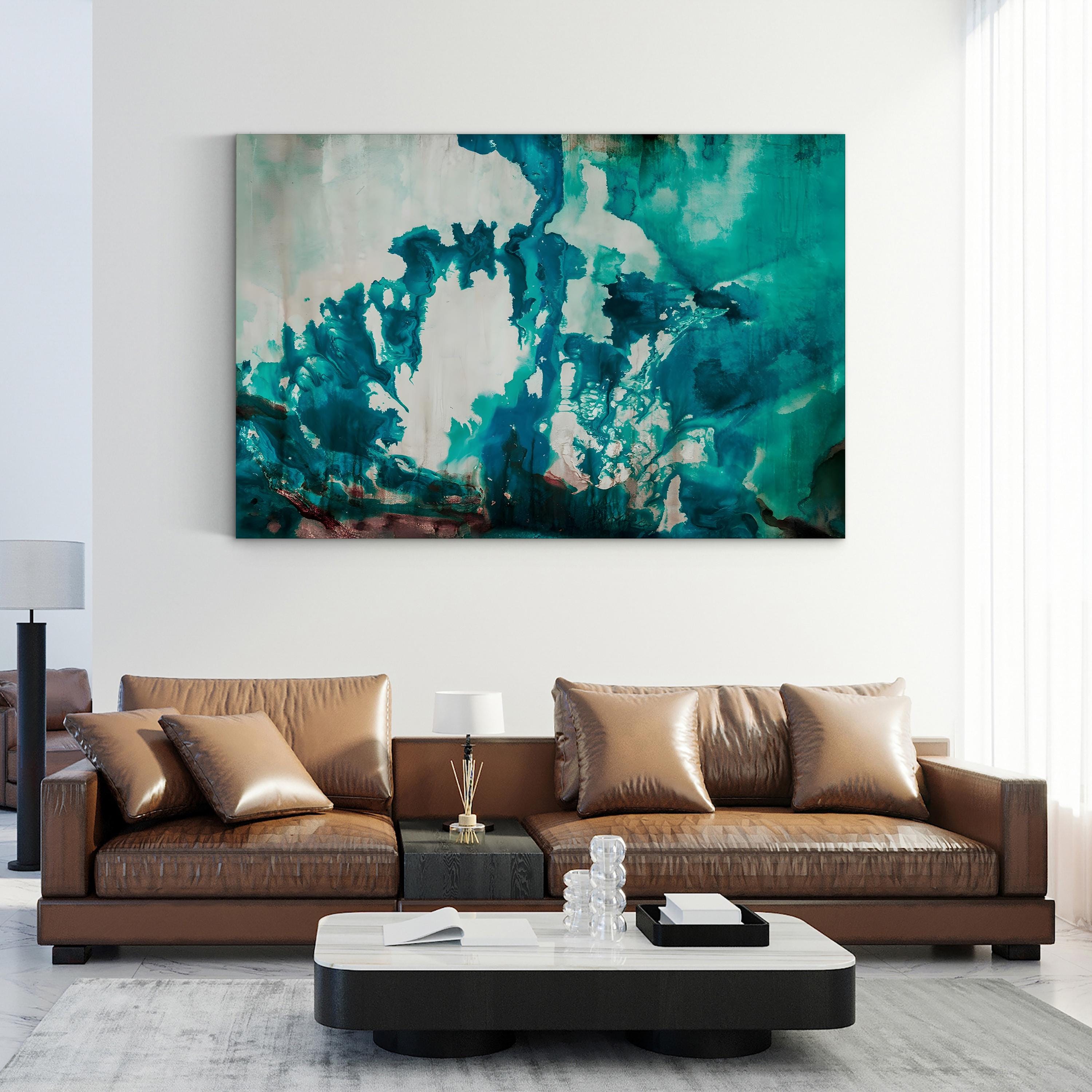 Icecap Abstract Wall Art by Kari Taylor – Turquoise Blue Contemporary Canvas Print