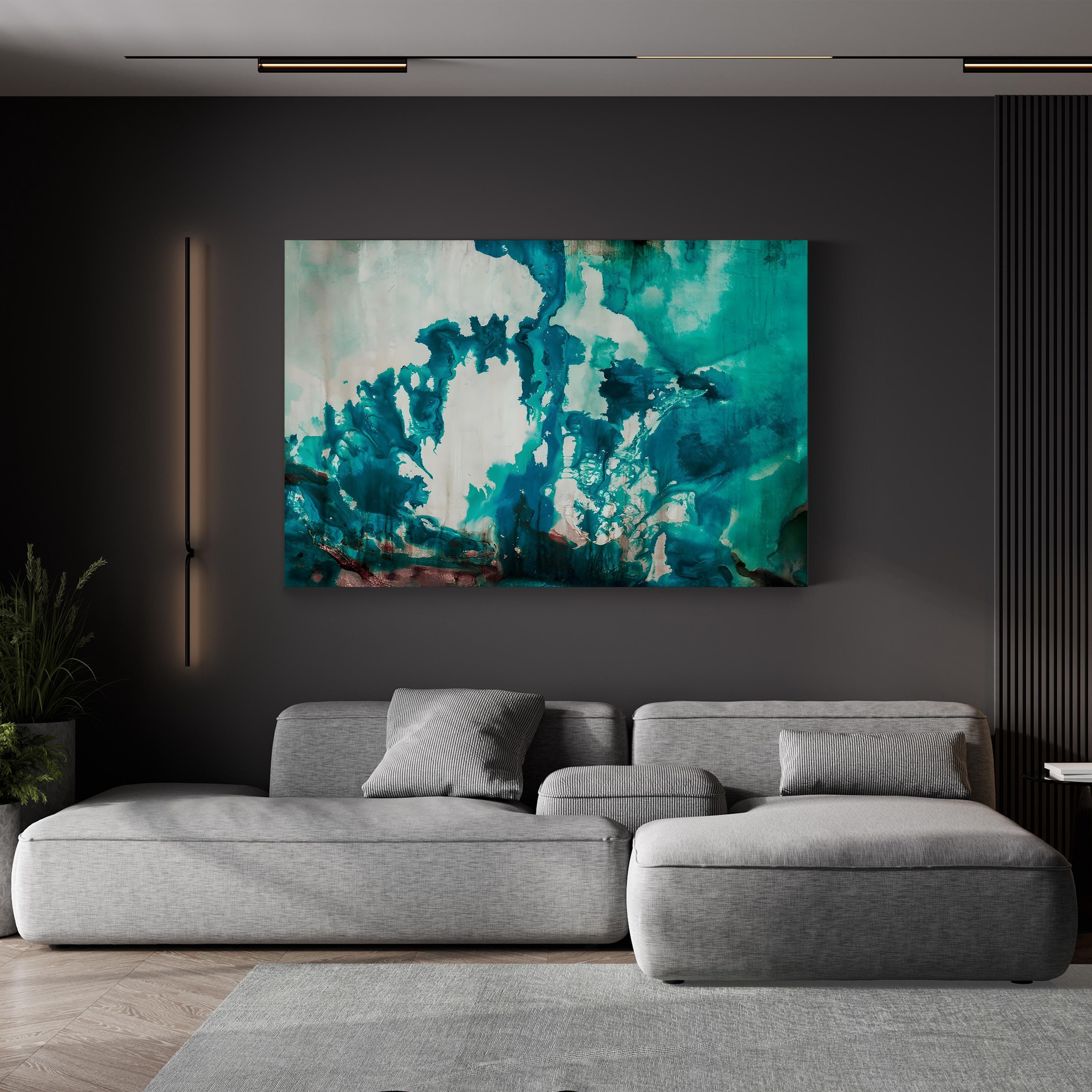 Icecap Abstract Wall Art by Kari Taylor – Turquoise Blue Contemporary Canvas Print