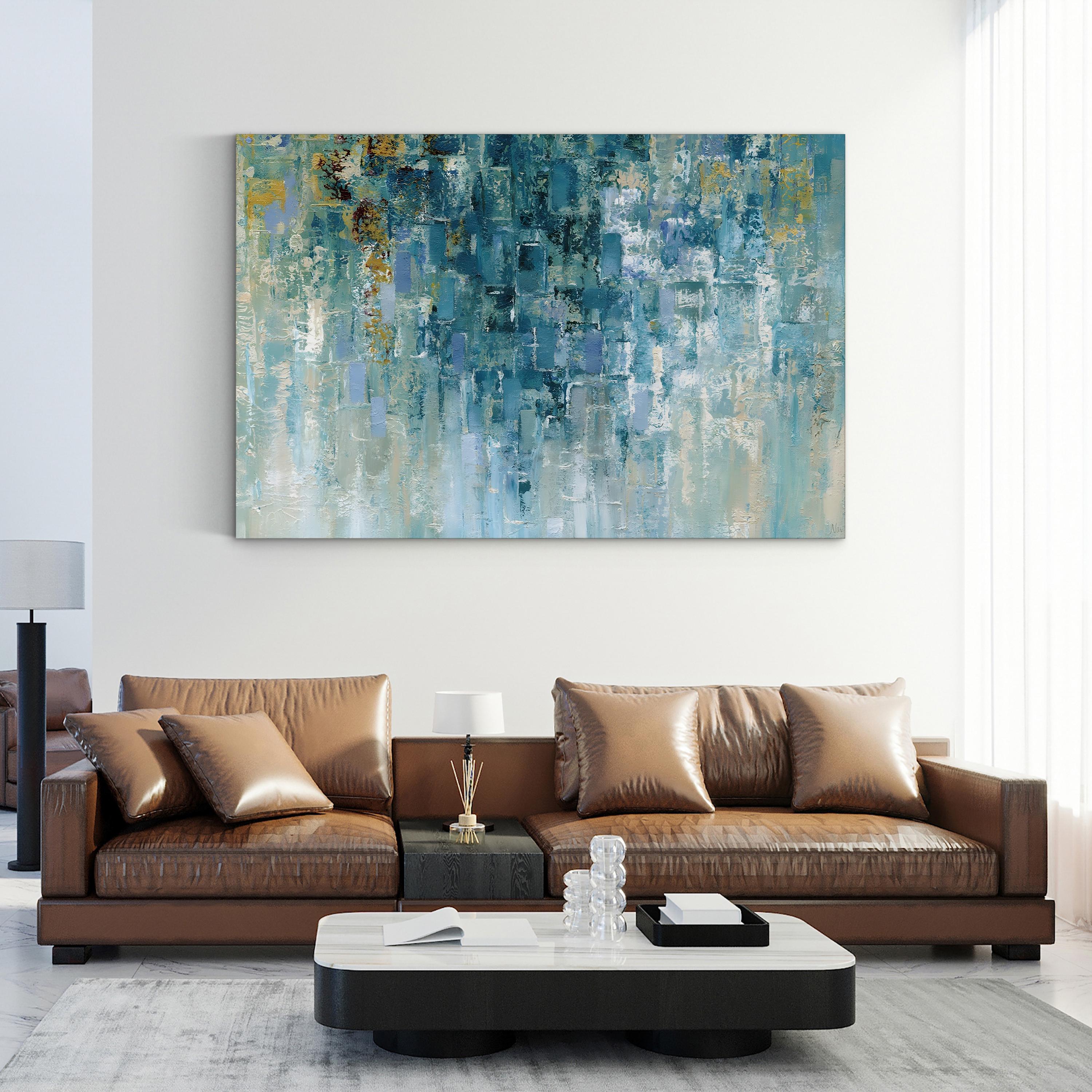 I Love the Rain Wall Art – Contemporary Abstract Blue Artwork
