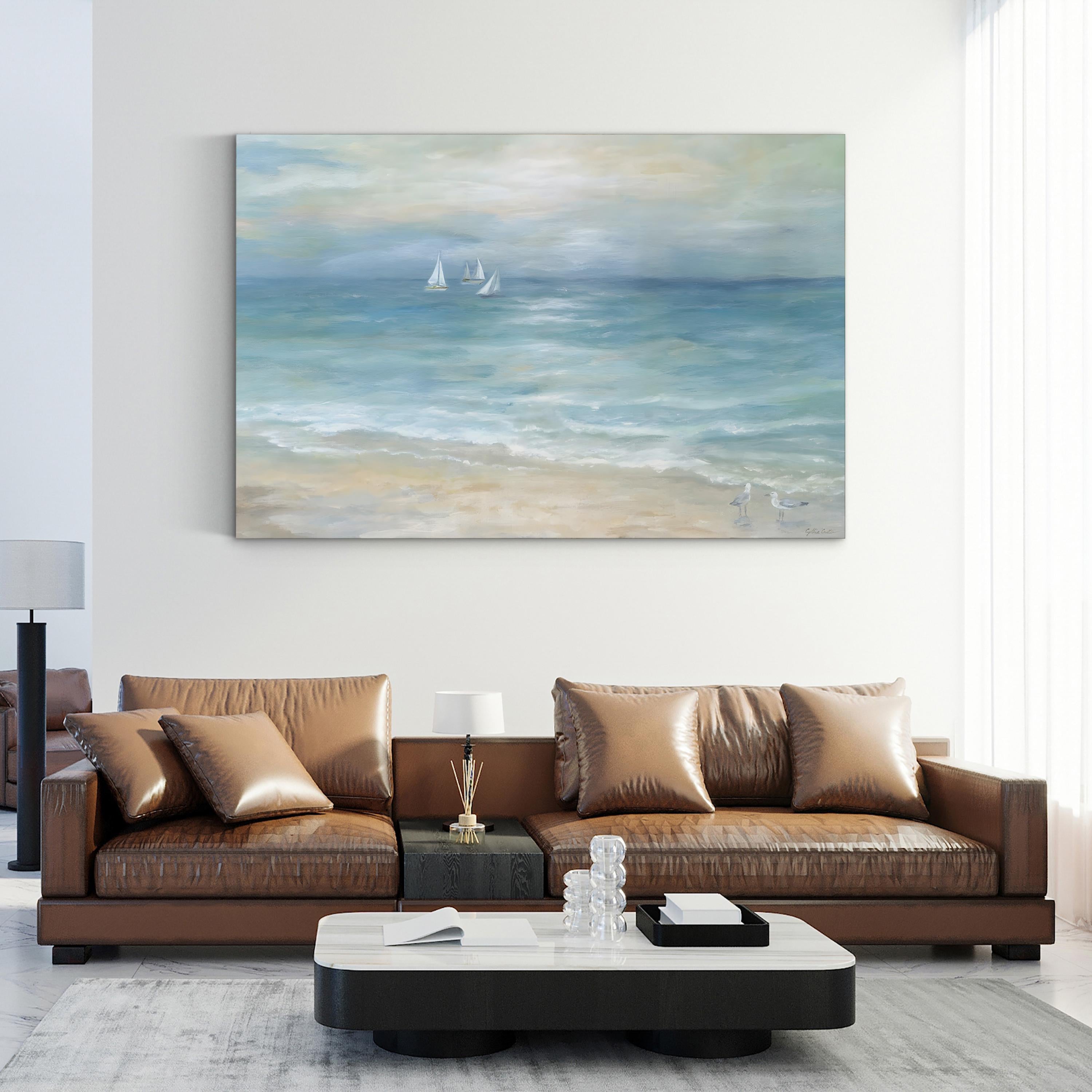 Island Beach Landscape – Framed Coastal Seascape Canvas Art by Cynthia Coulter