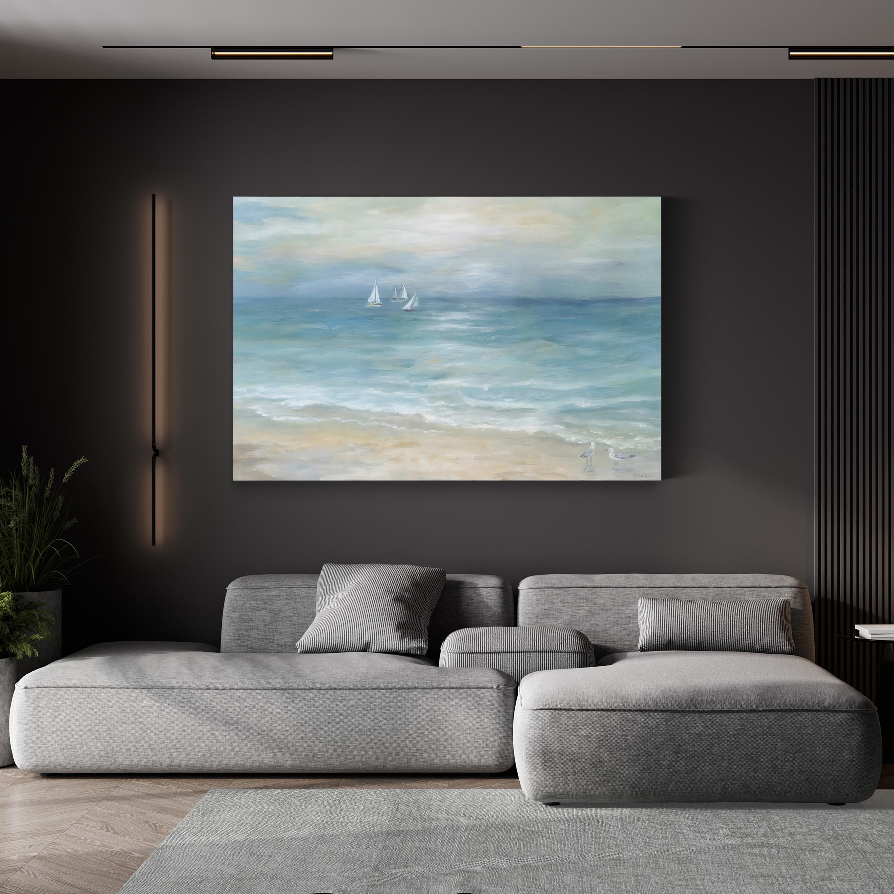 Island Beach Landscape – Framed Coastal Seascape Canvas Art by Cynthia Coulter