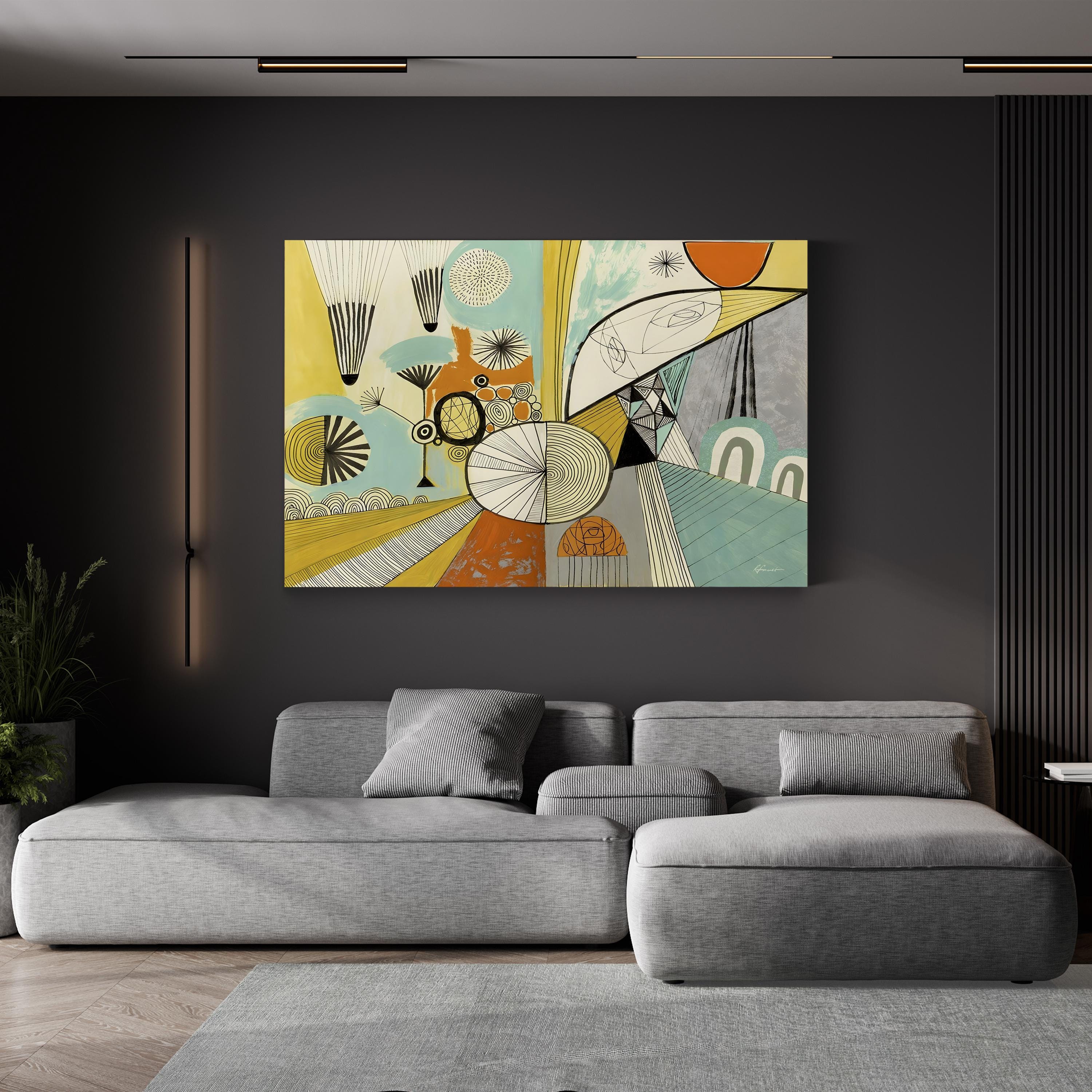 Jazzy Stuff Retro Abstract Illustration Wall Art by Richard Faust